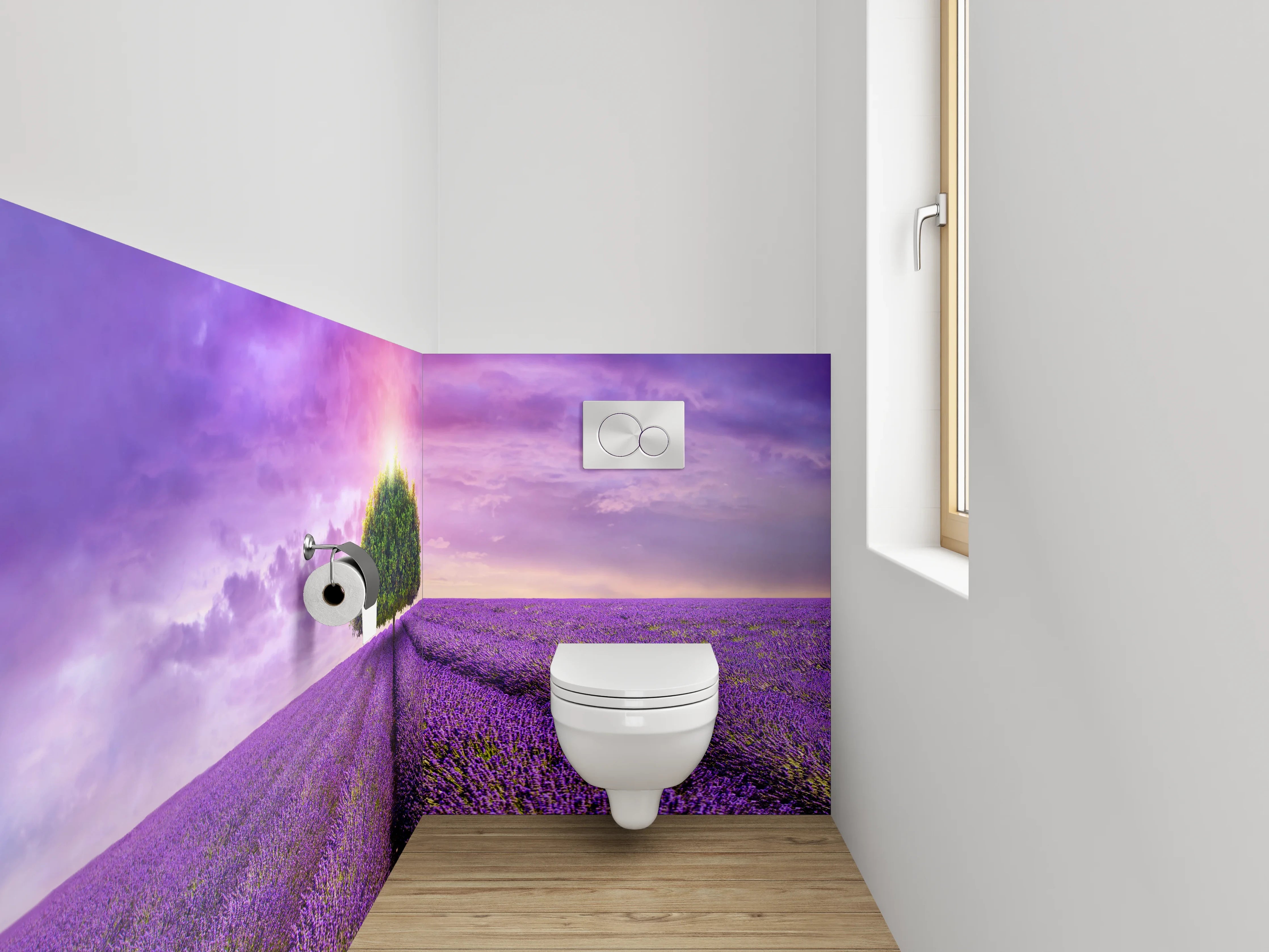 WC-Rückwand - Magischer Lavendelbaum am Horizont