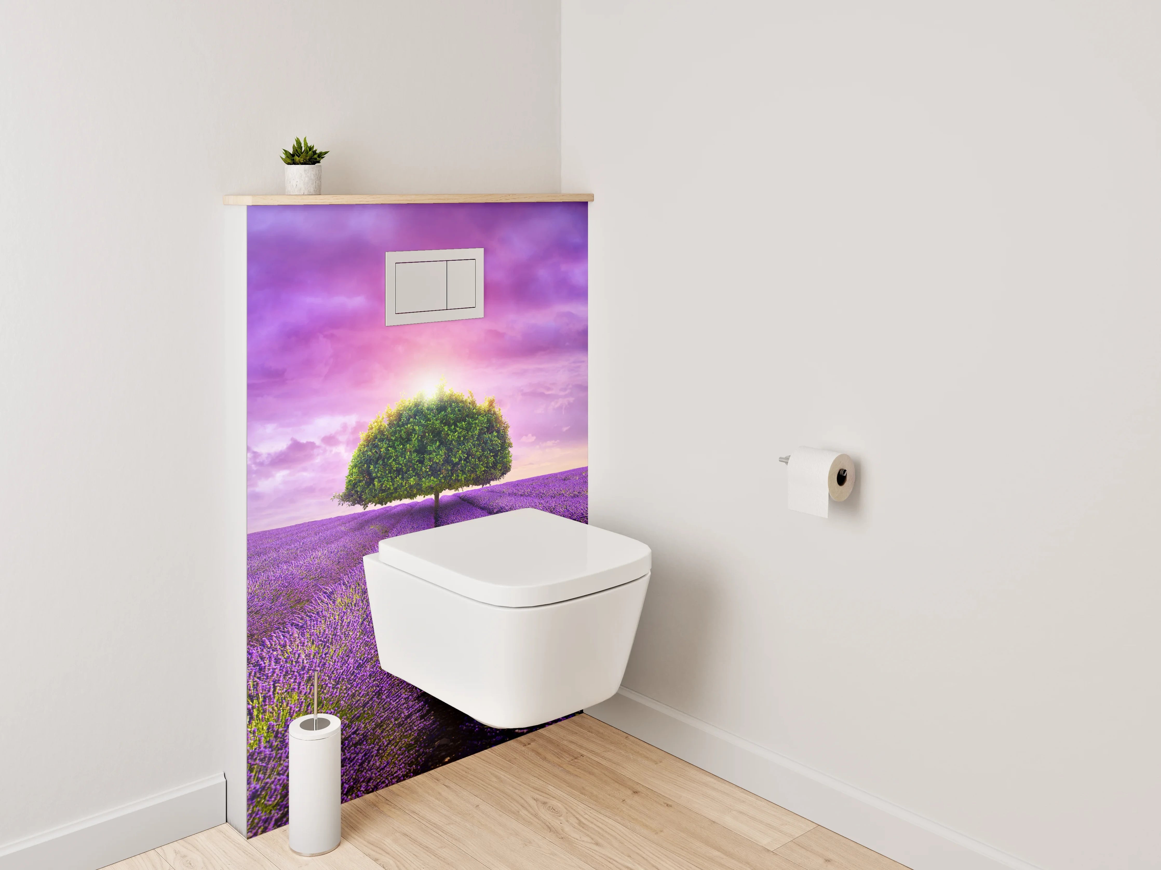 WC-Rückwand - Magischer Lavendelbaum am Horizont