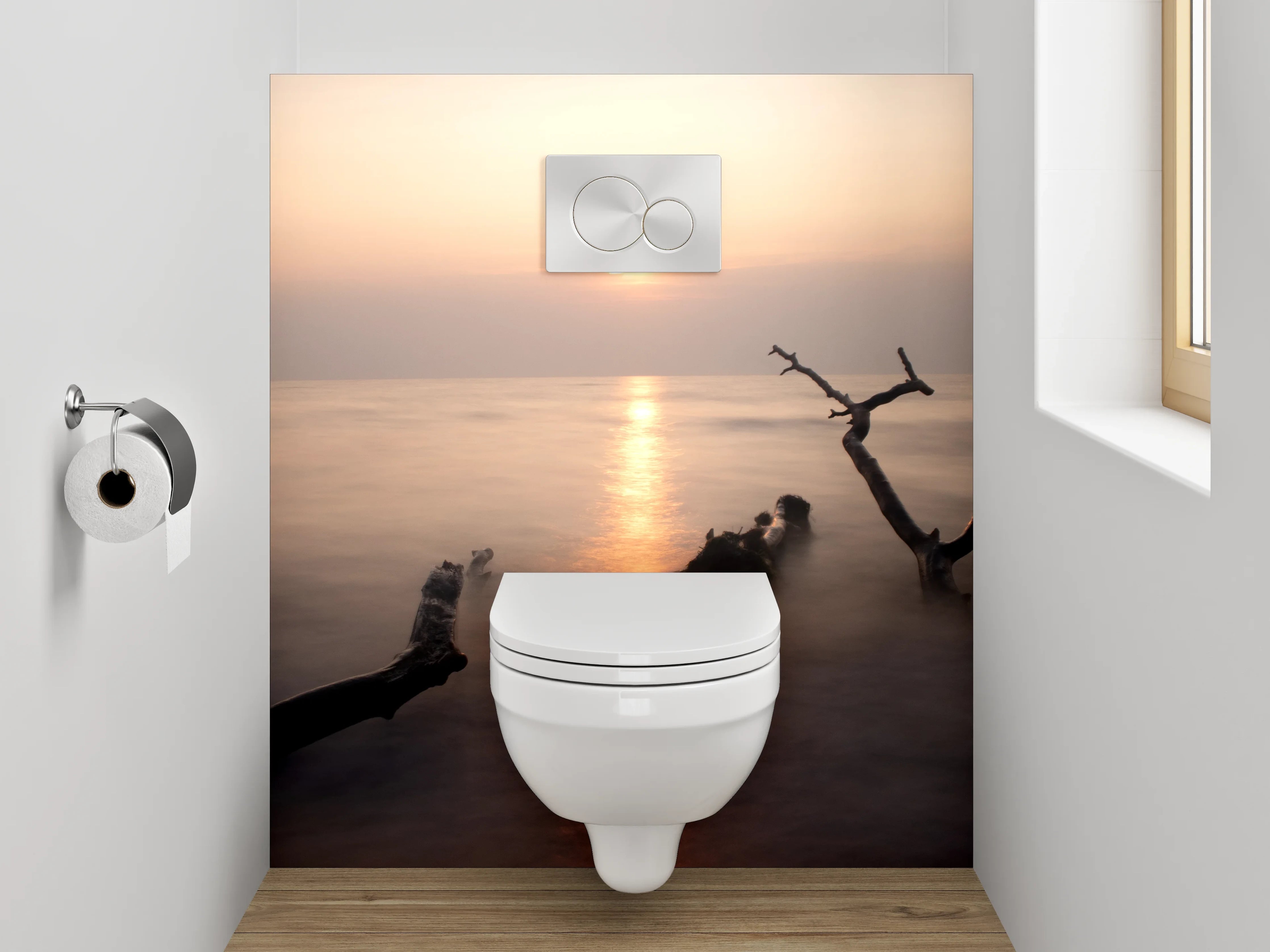 WC-Rückwand - Magischer Sonnenuntergang am Meer