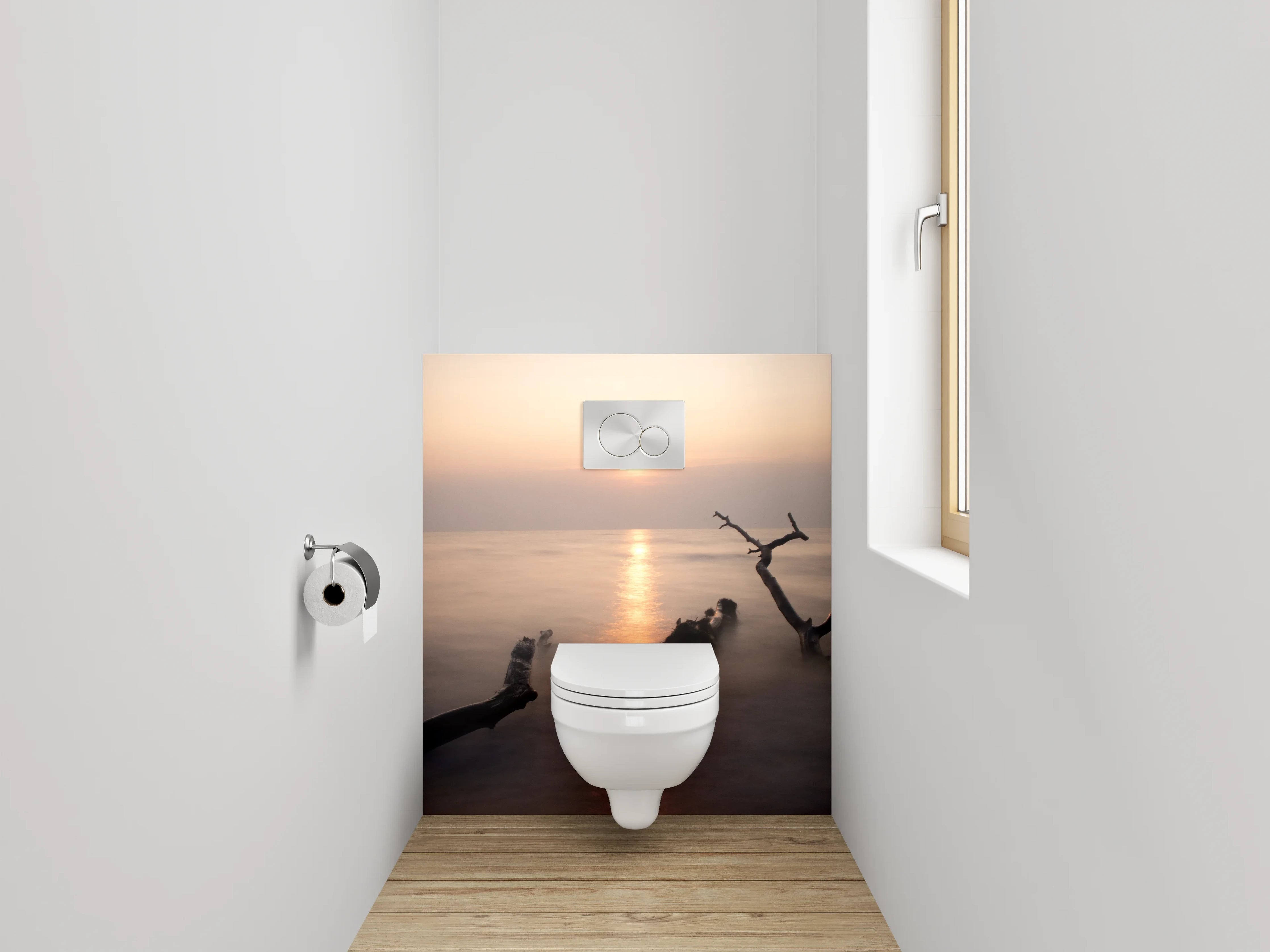 WC-Rückwand - Magischer Sonnenuntergang am Meer