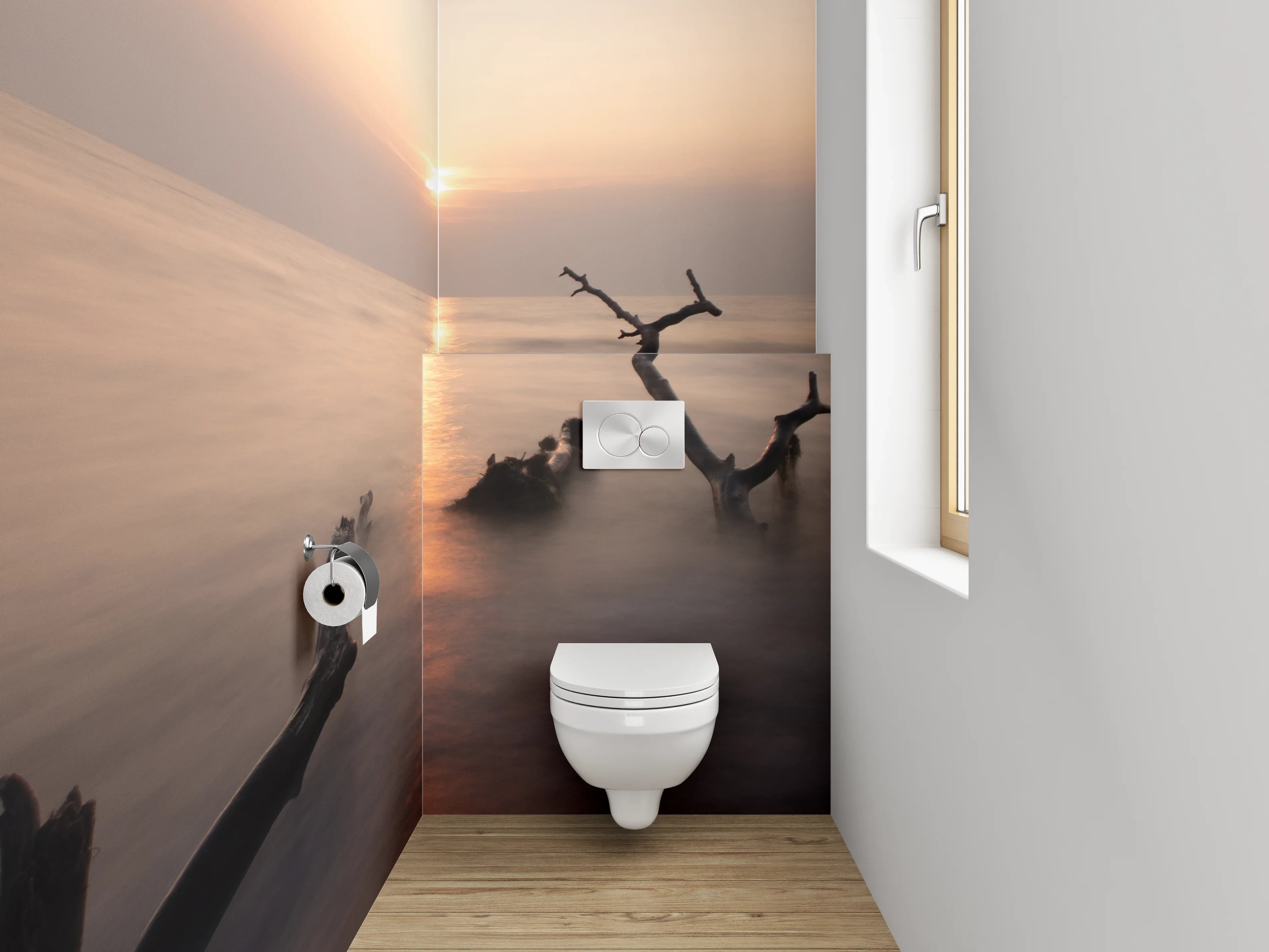 WC-Rückwand - Magischer Sonnenuntergang am Meer