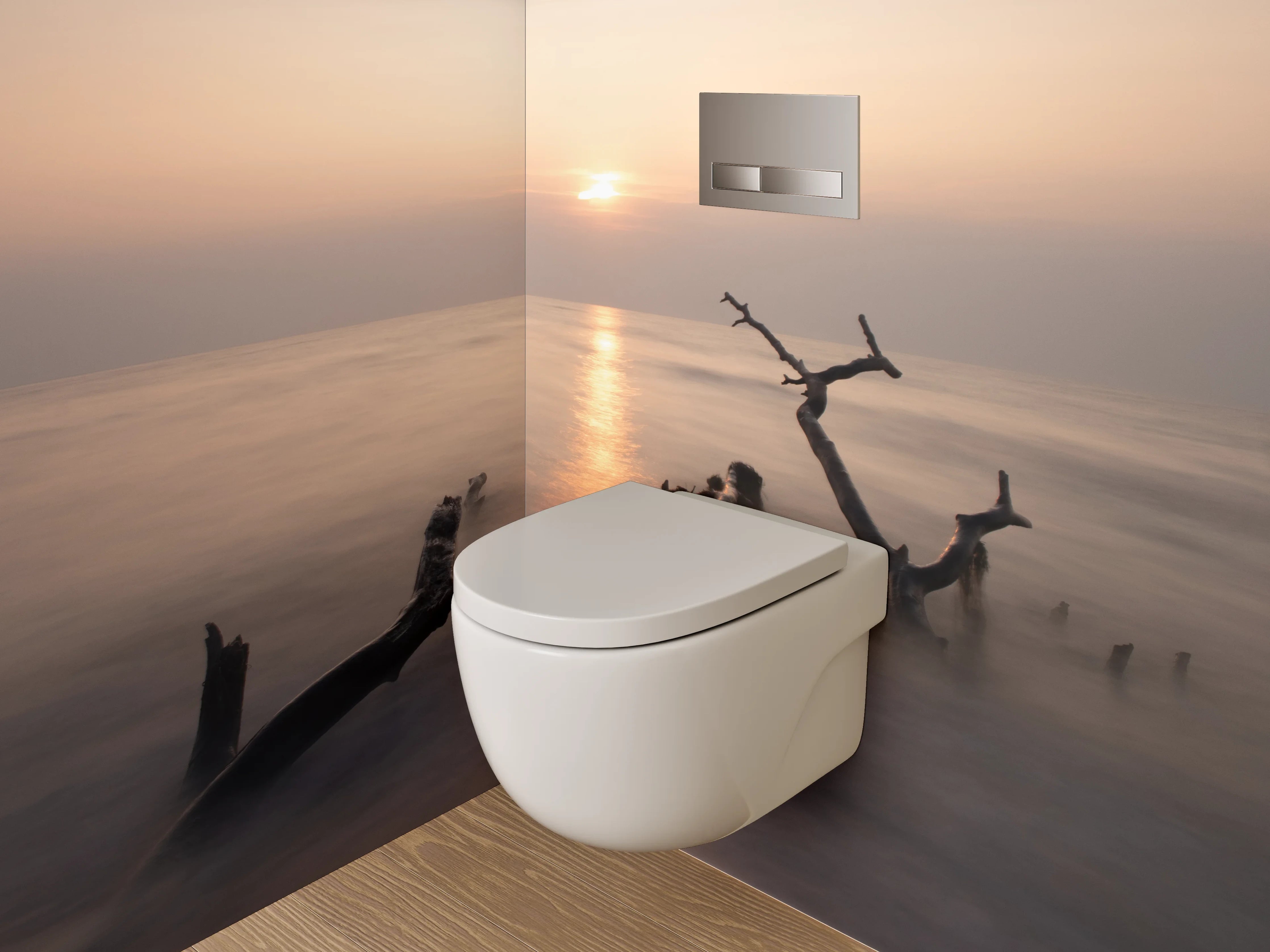WC-Rückwand - Magischer Sonnenuntergang am Meer