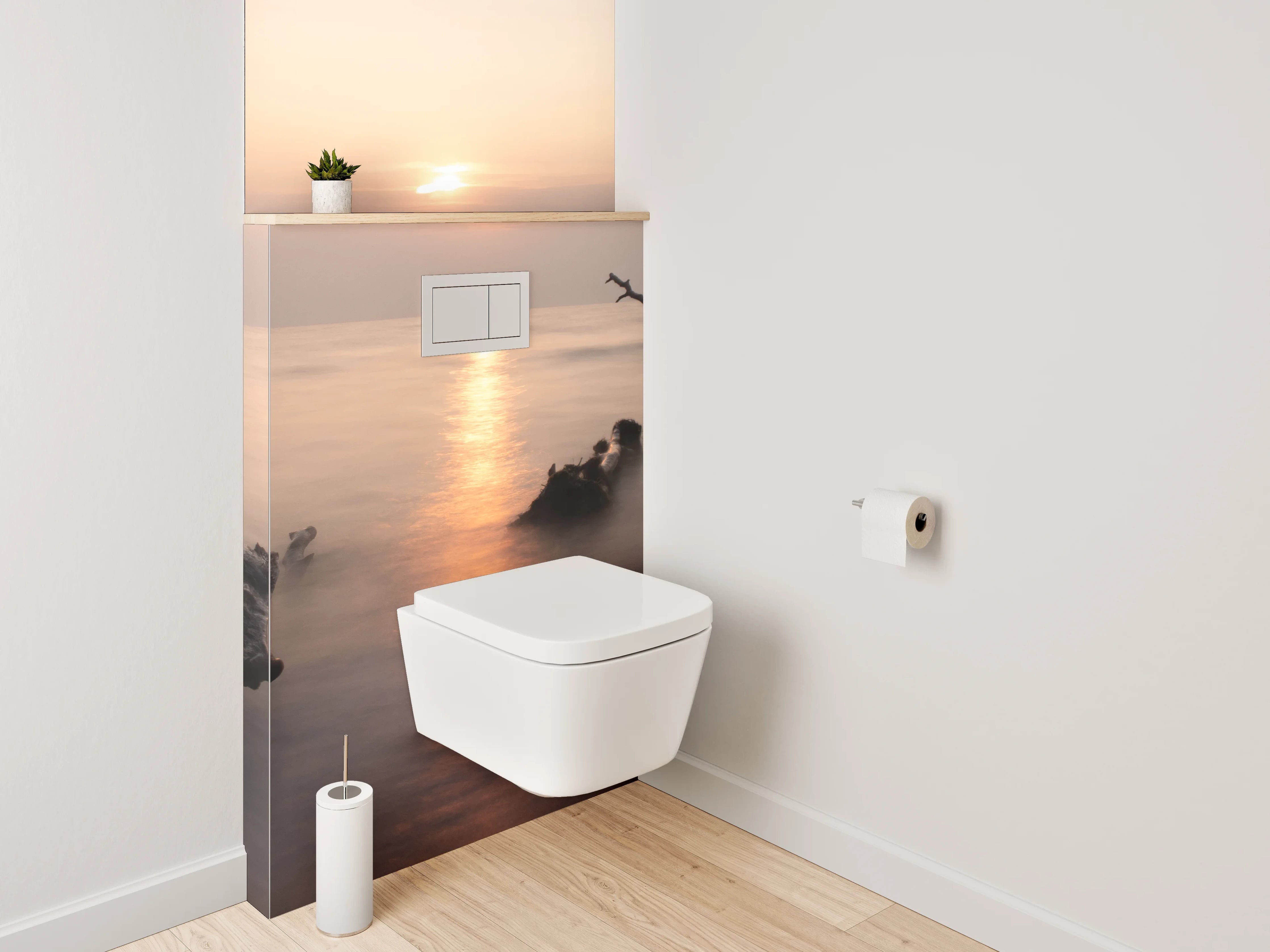 WC-Rückwand - Magischer Sonnenuntergang am Meer