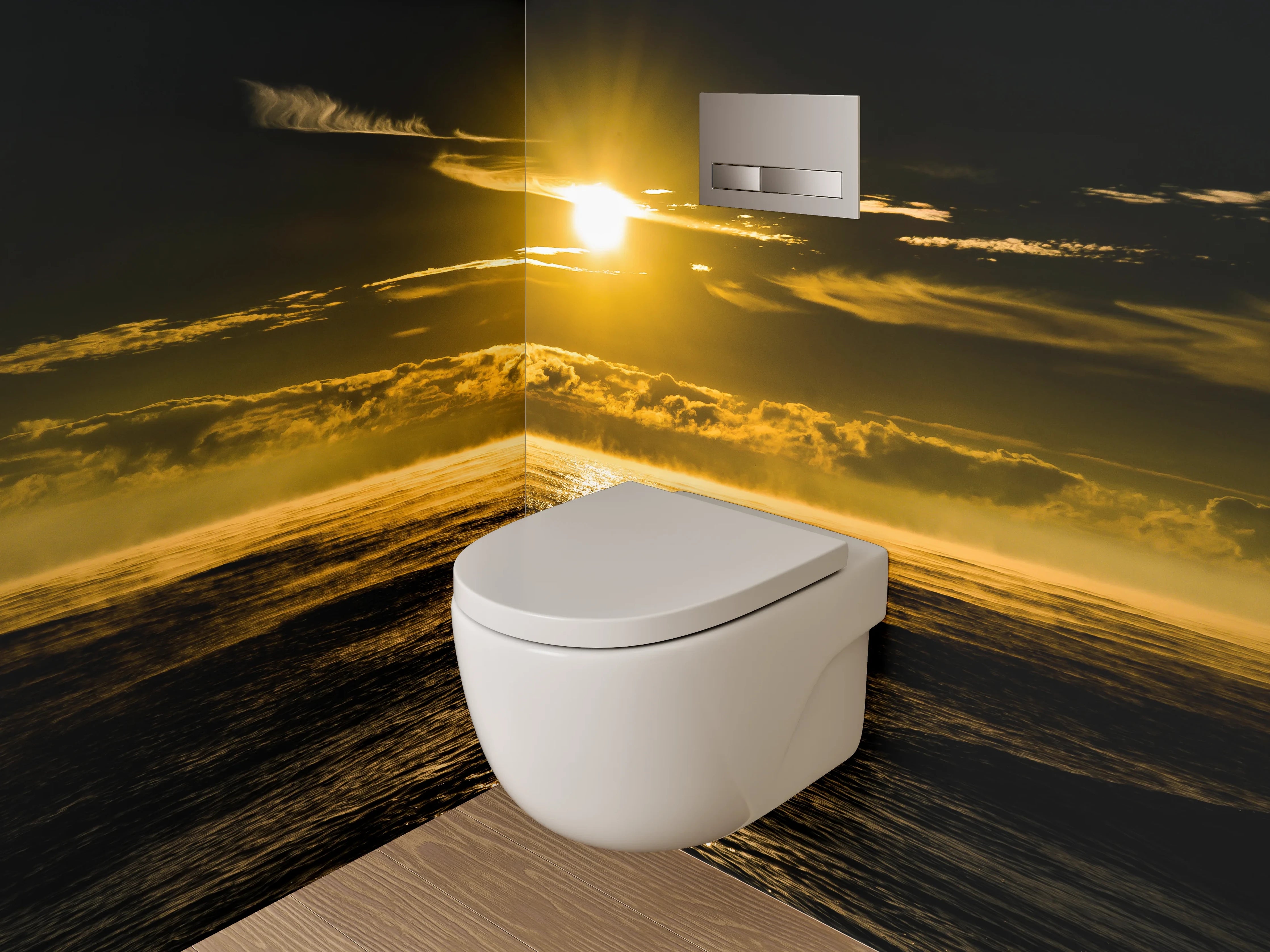 WC-Rückwand - Magischer Sonnenuntergang am Ozean