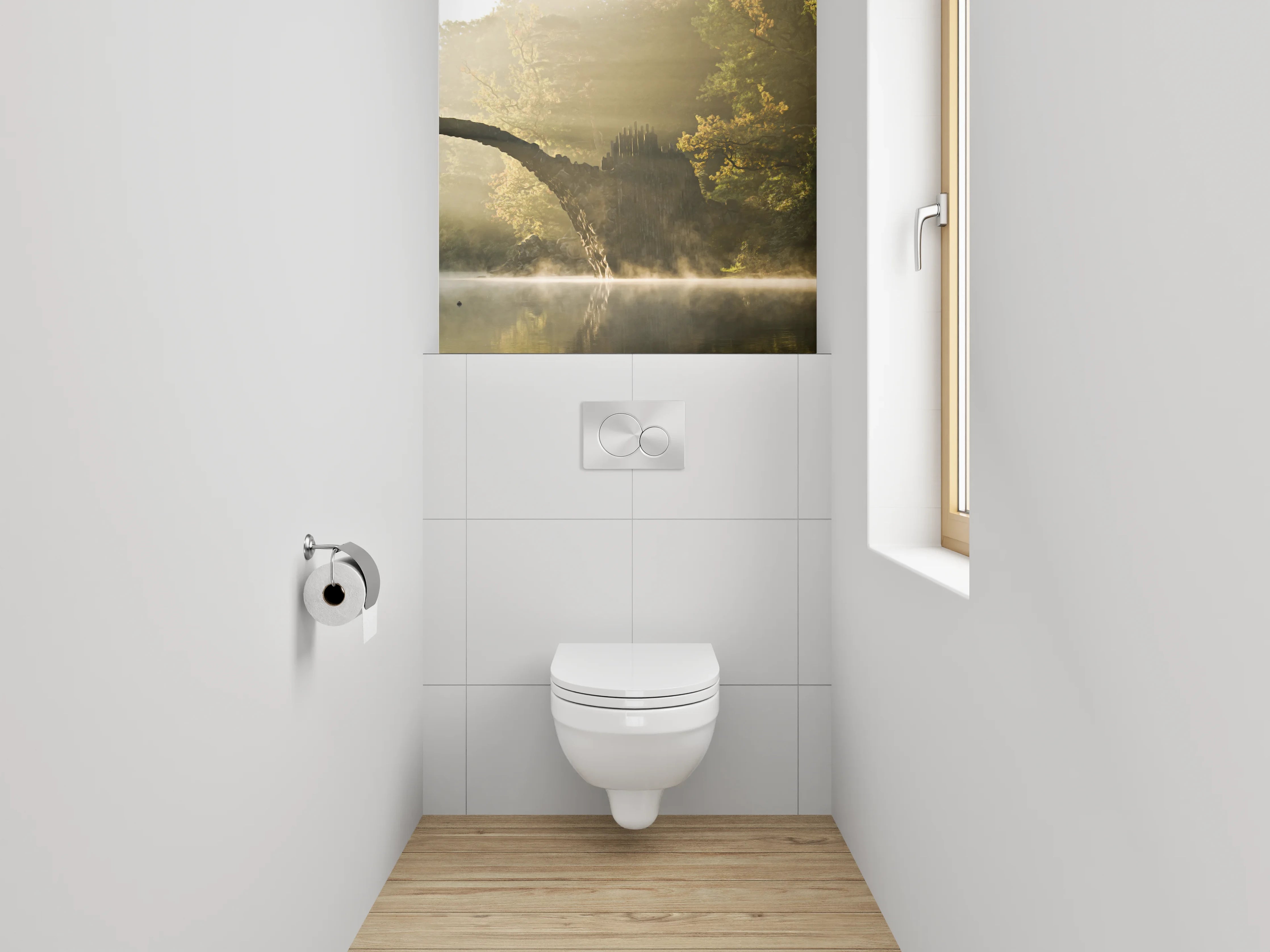 WC-Rückwand - Magischer Steinbogen am mystischen See