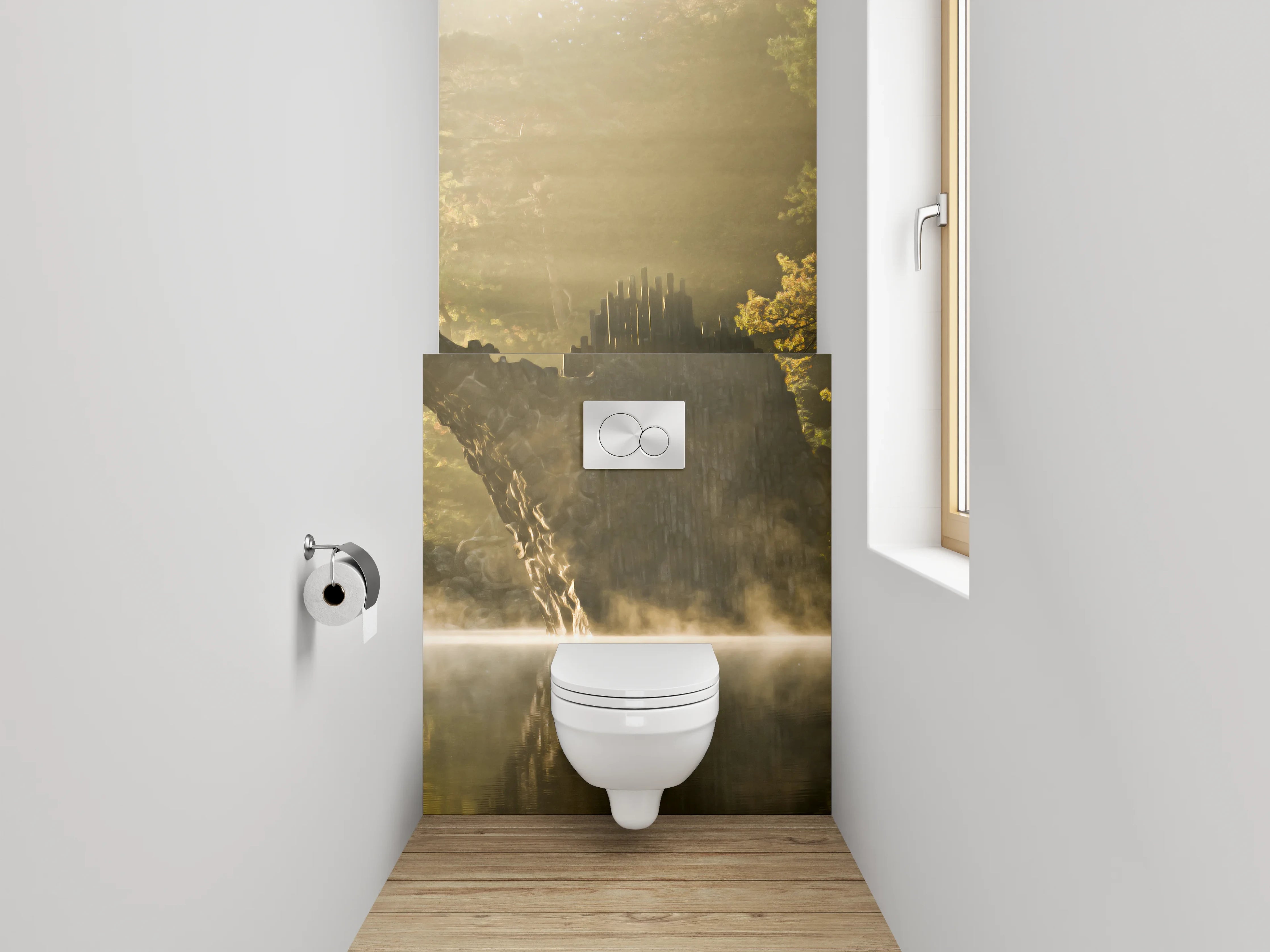 WC-Rückwand - Magischer Steinbogen am mystischen See