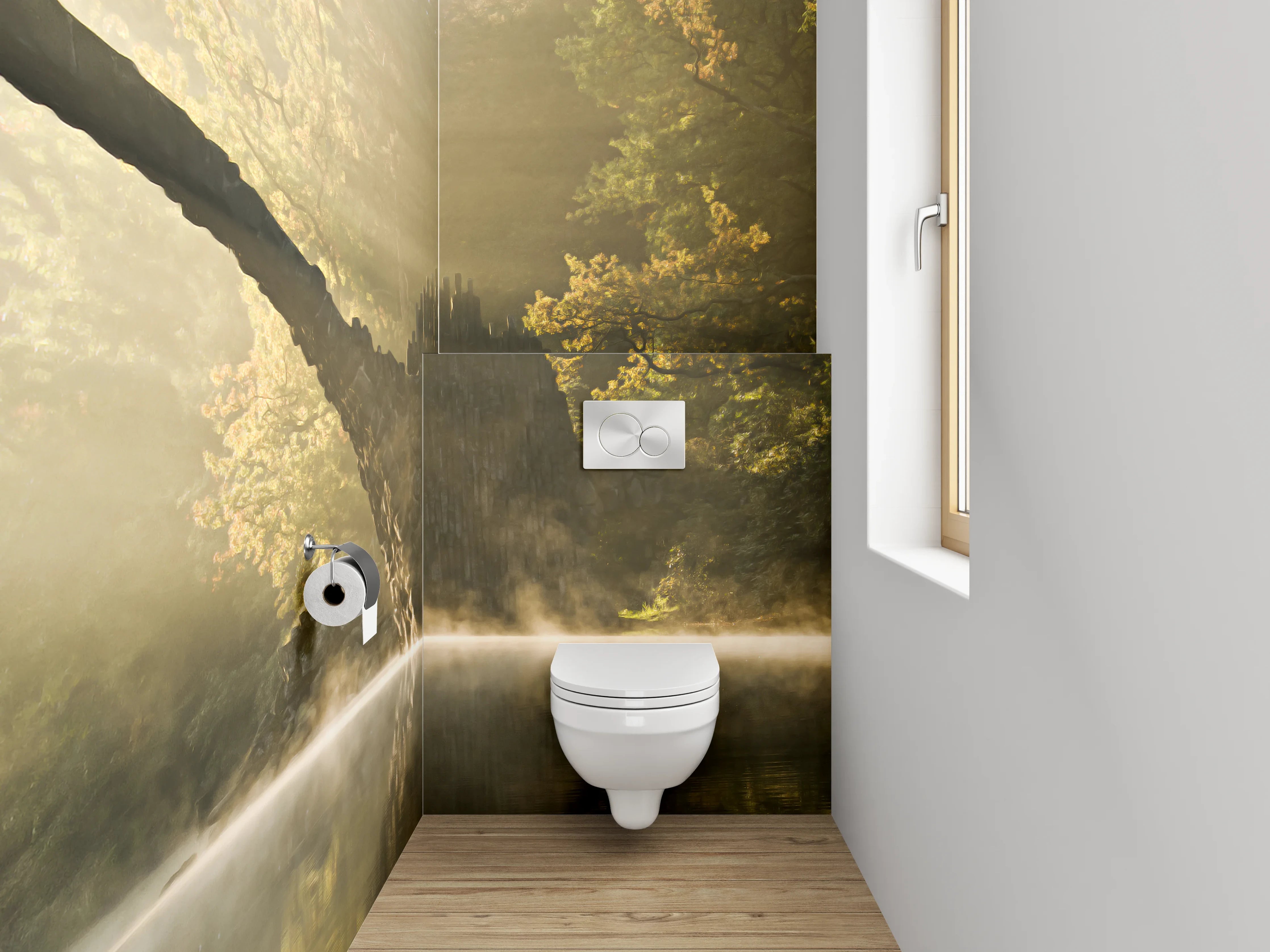 WC-Rückwand - Magischer Steinbogen am mystischen See