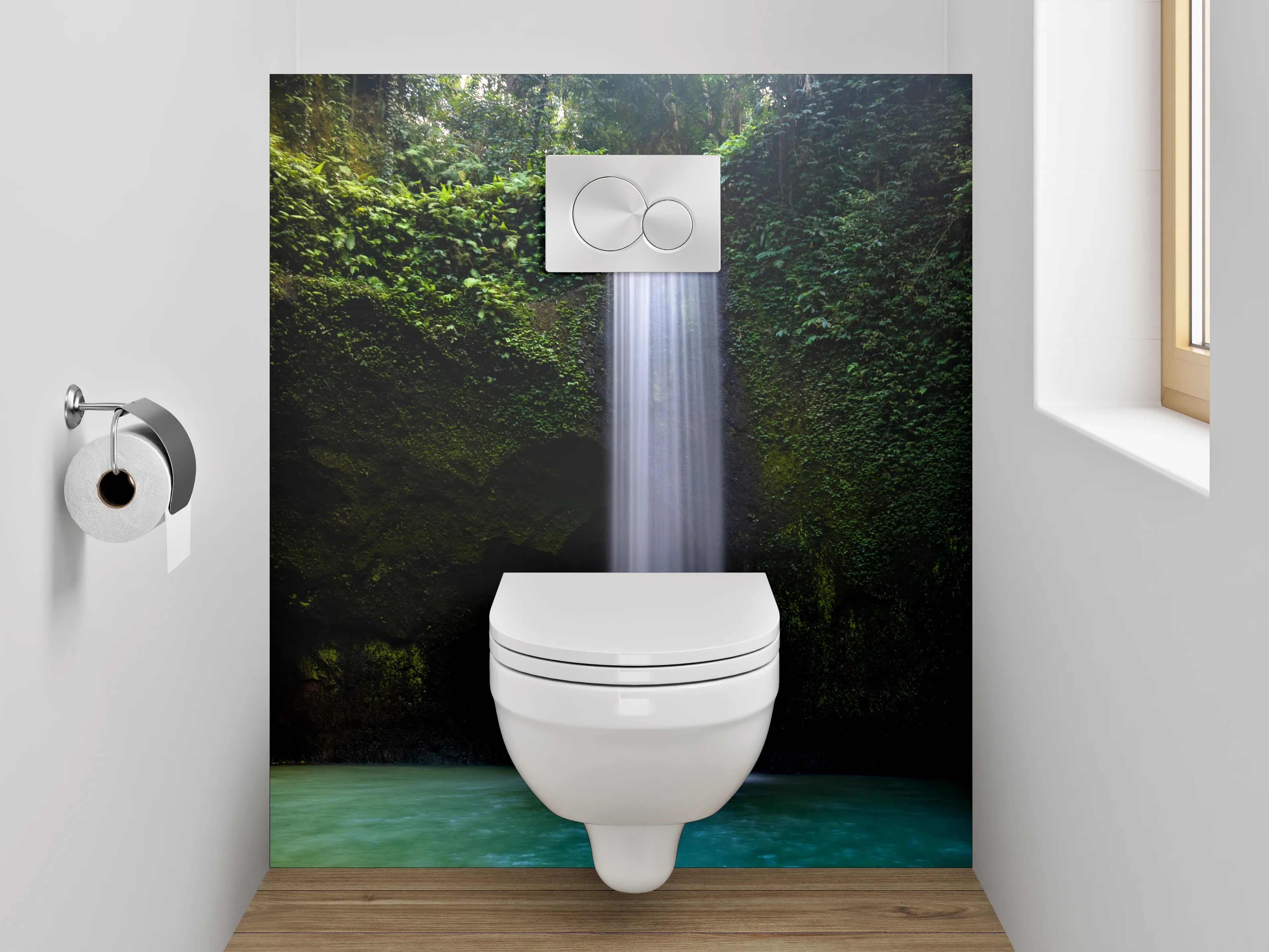 WC-Rückwand - Magischer Wasserfall im Dschungel