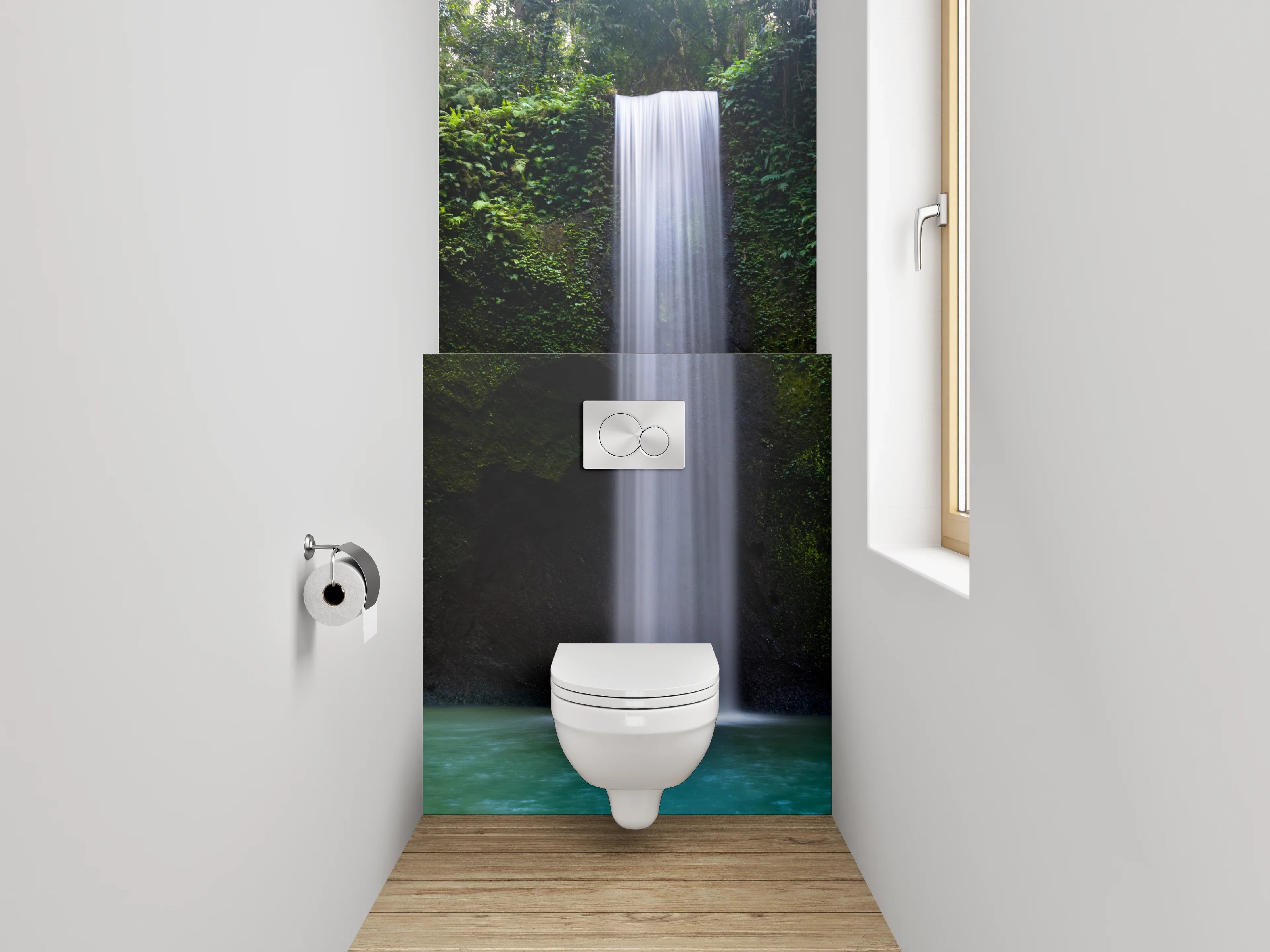 WC-Rückwand - Magischer Wasserfall im Dschungel