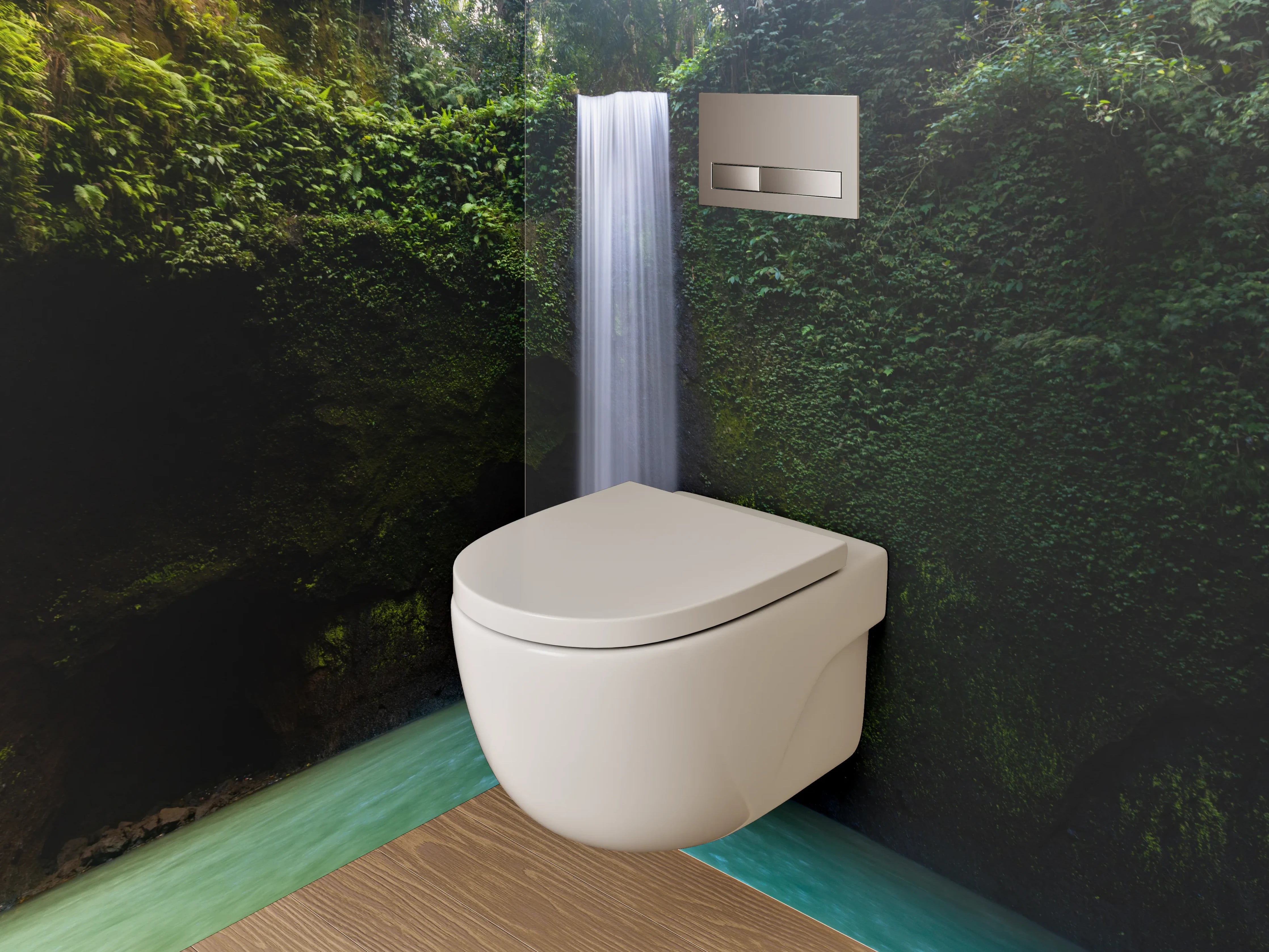 WC-Rückwand - Magischer Wasserfall im Dschungel