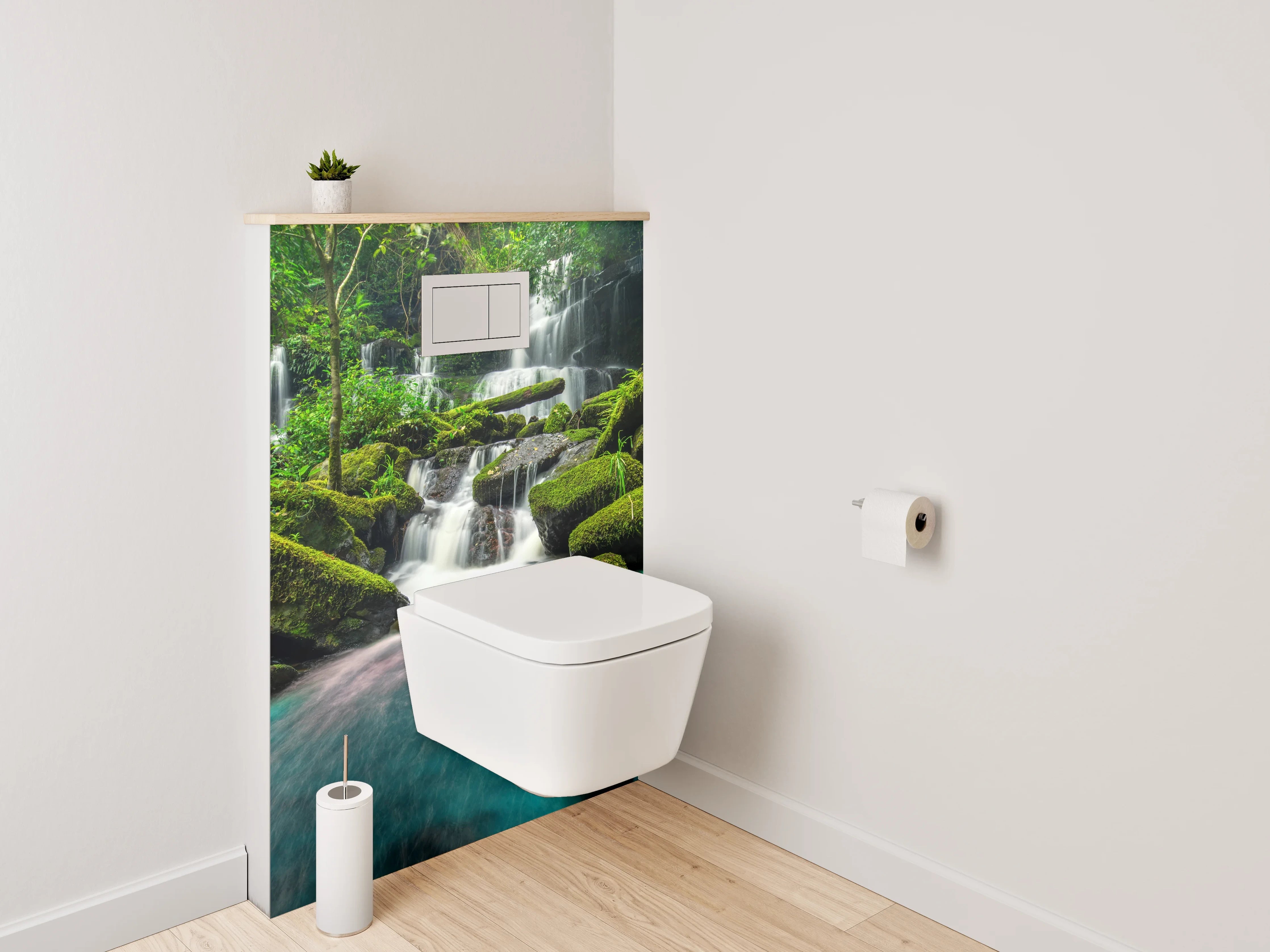 WC-Rückwand - Magischer Wasserfall im grünen Dschungel
