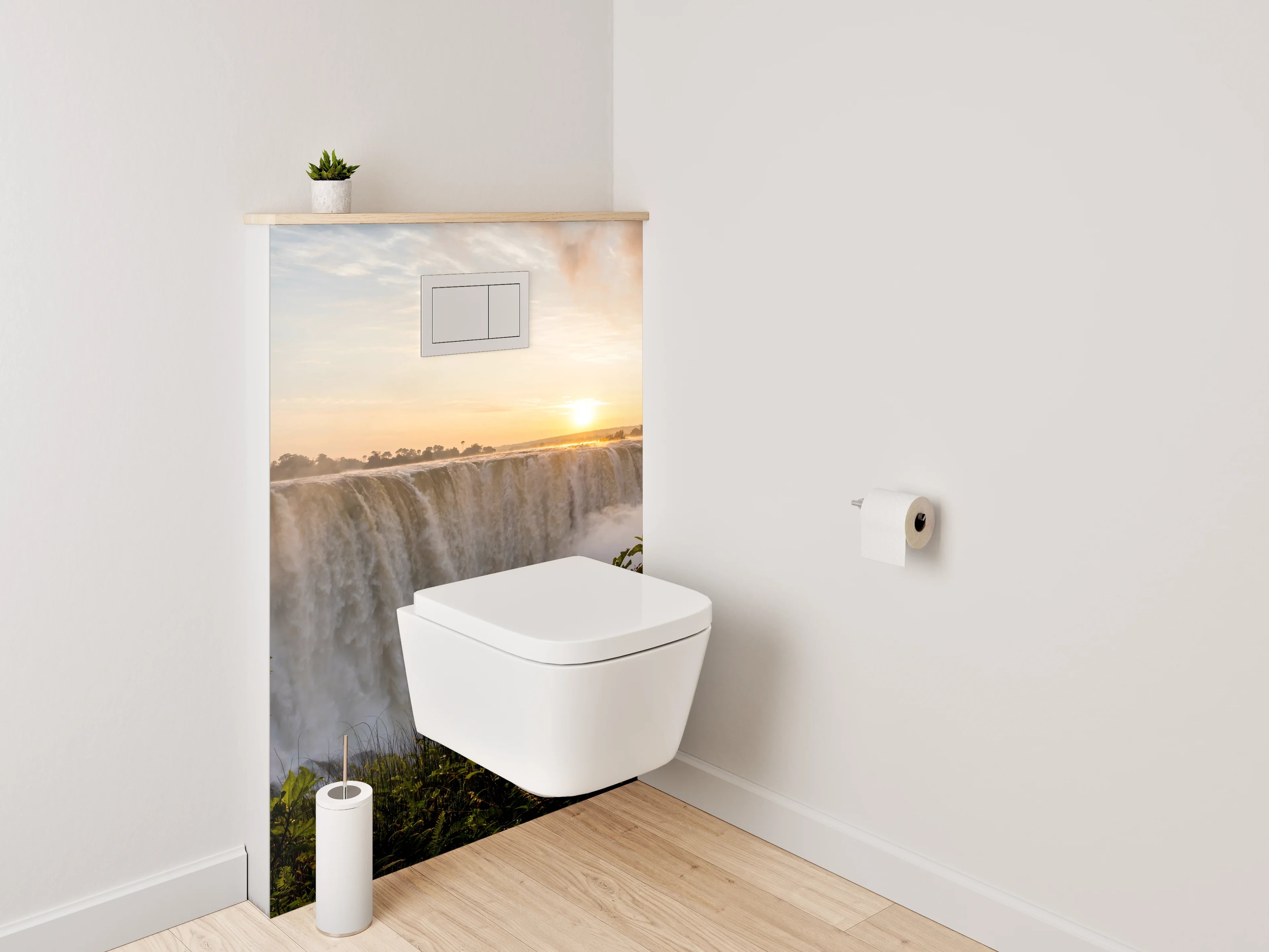 WC-Rückwand - Magischer Wasserfall zum Sonnenaufgang
