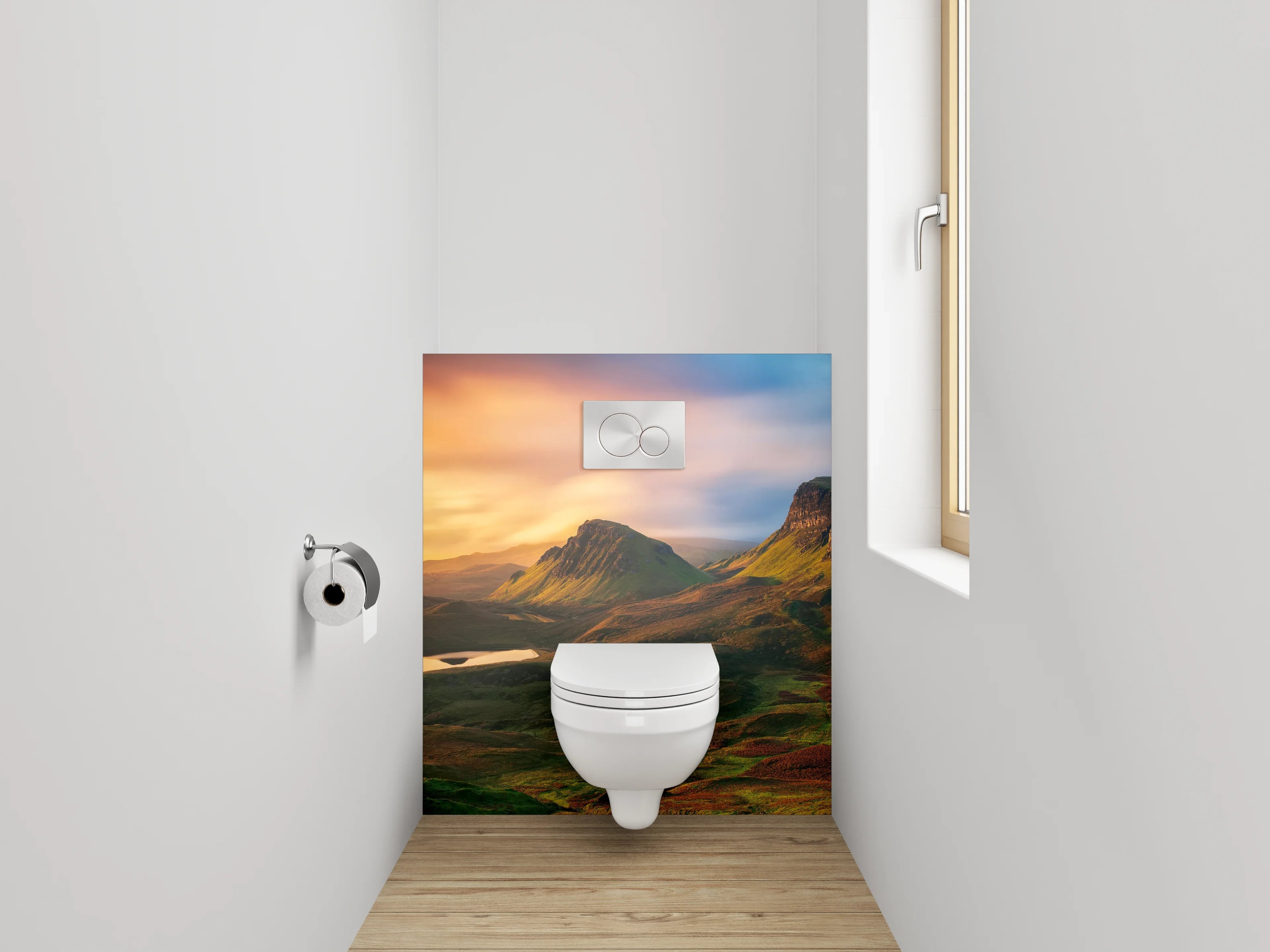 WC-Rückwand - Magisches Highlands Sonnenuntergangs-Panorama