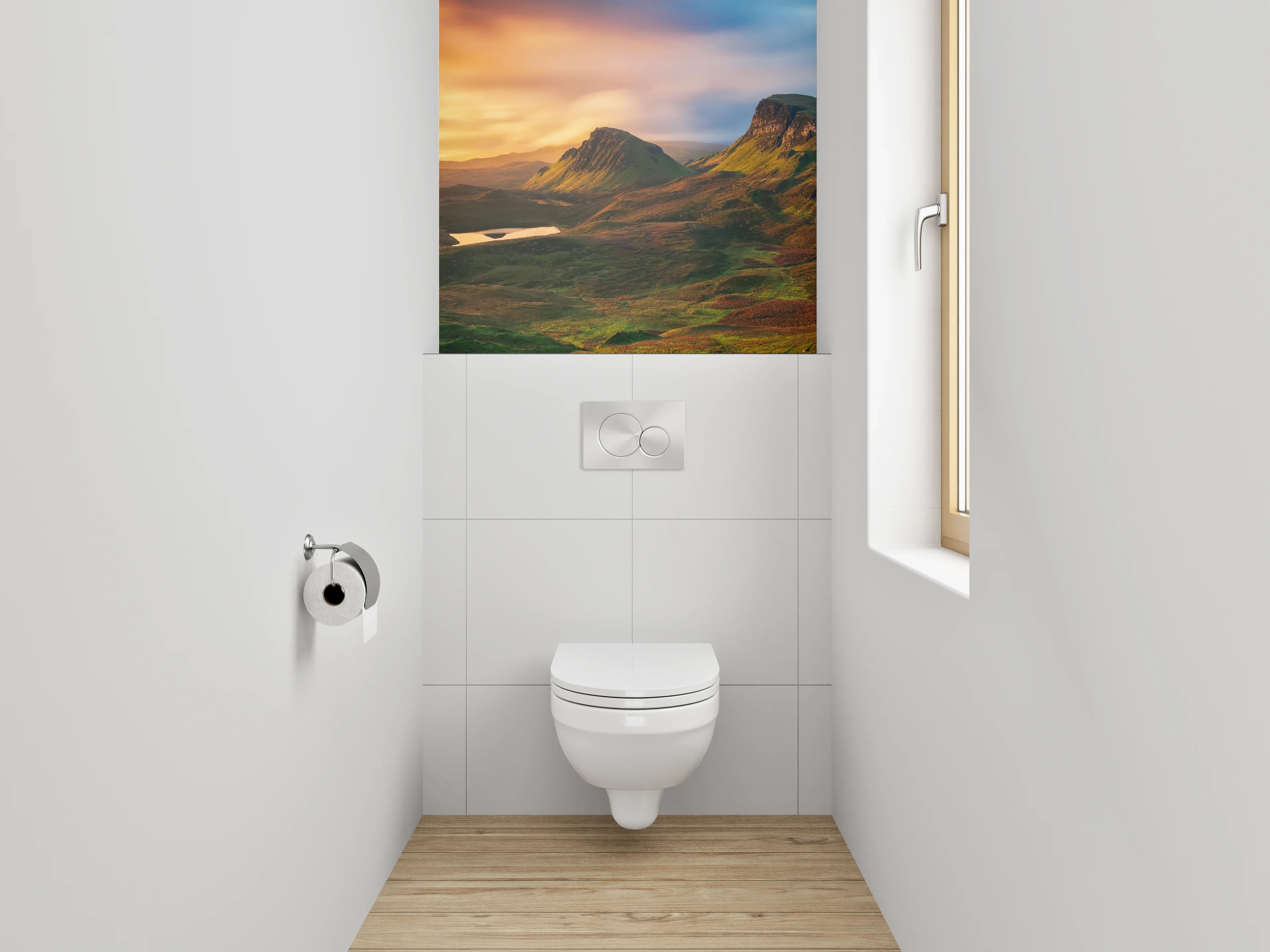 WC-Rückwand - Magisches Highlands Sonnenuntergangs-Panorama