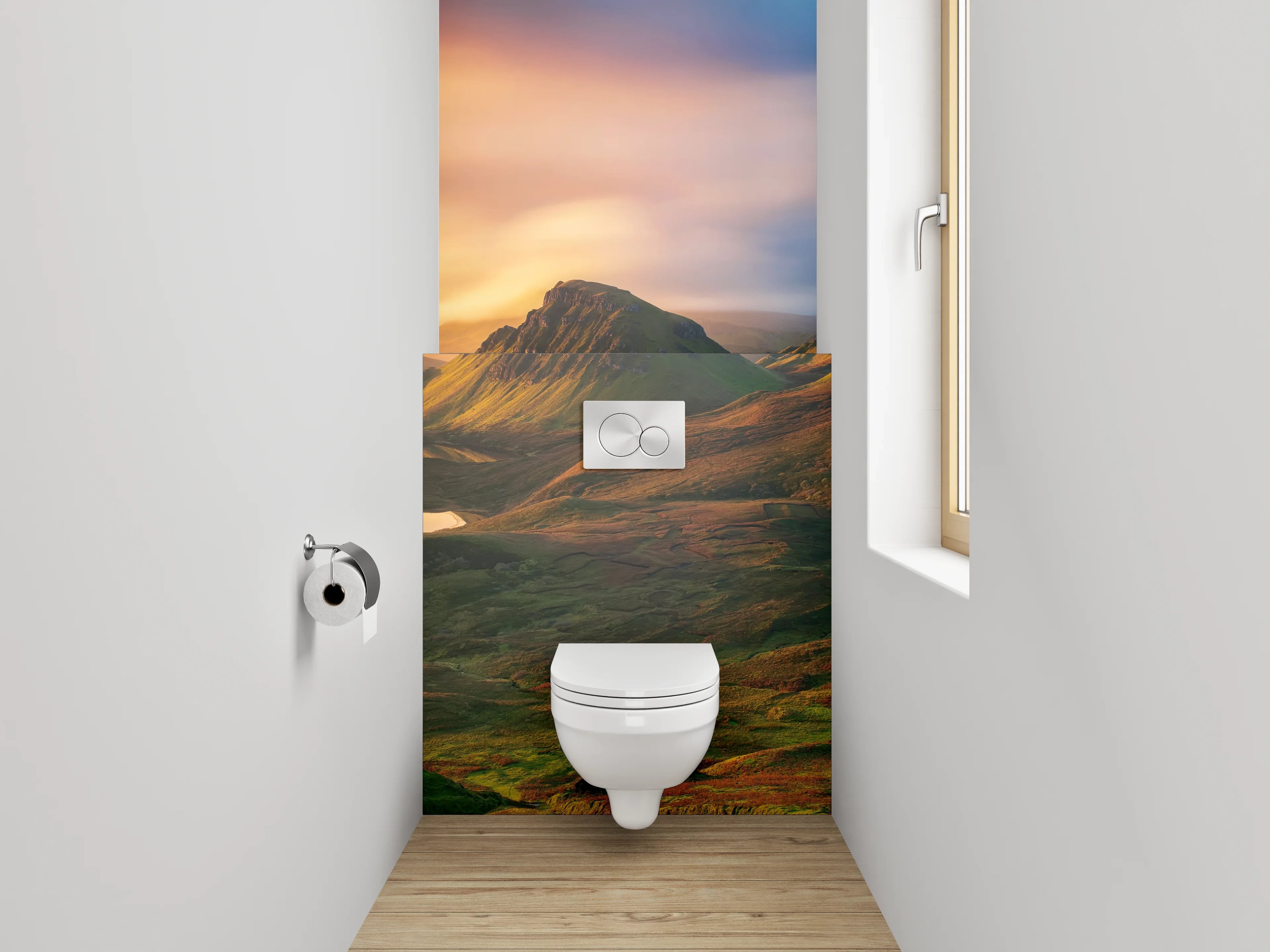 WC-Rückwand - Magisches Highlands Sonnenuntergangs-Panorama