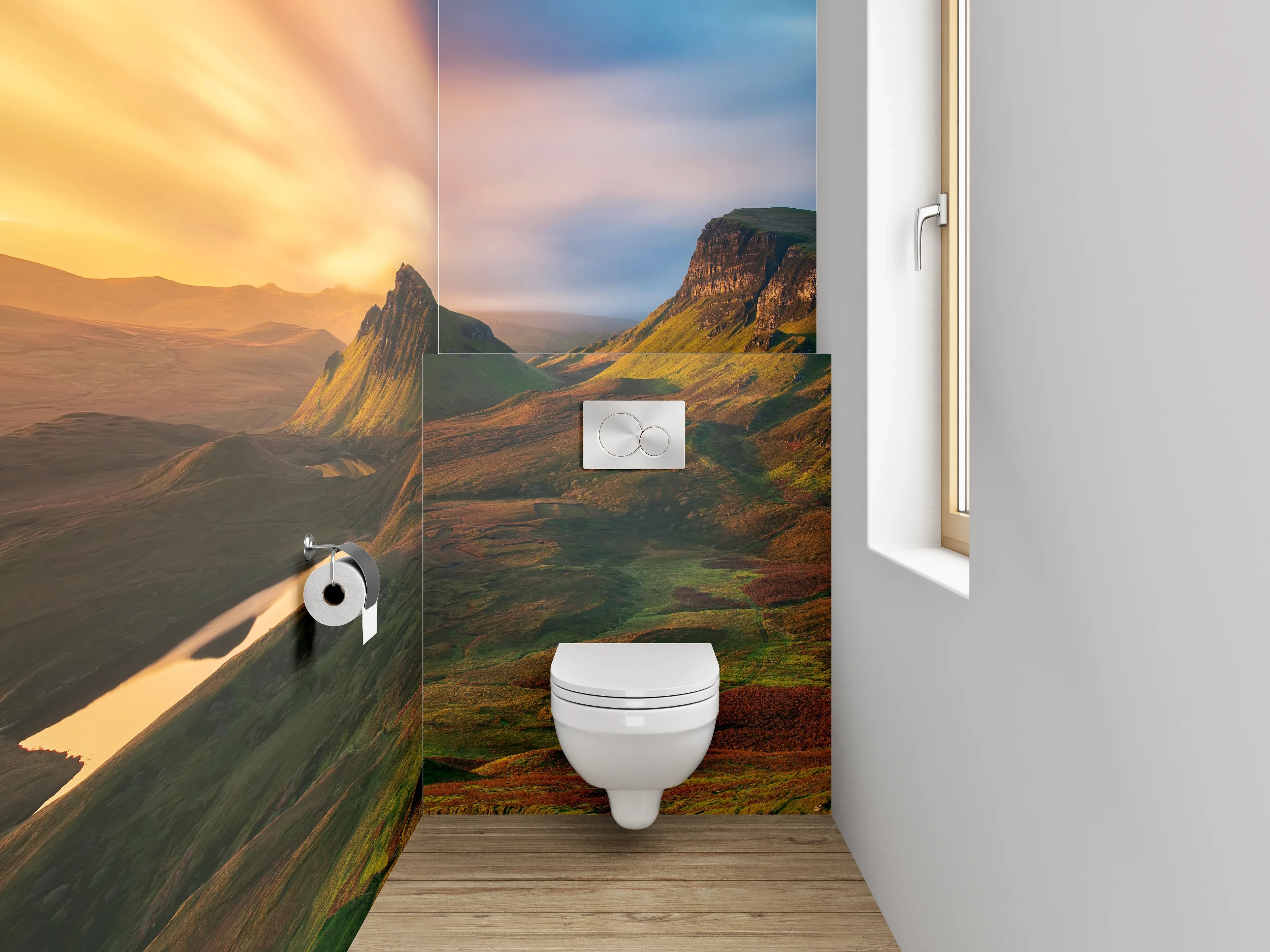 WC-Rückwand - Magisches Highlands Sonnenuntergangs-Panorama