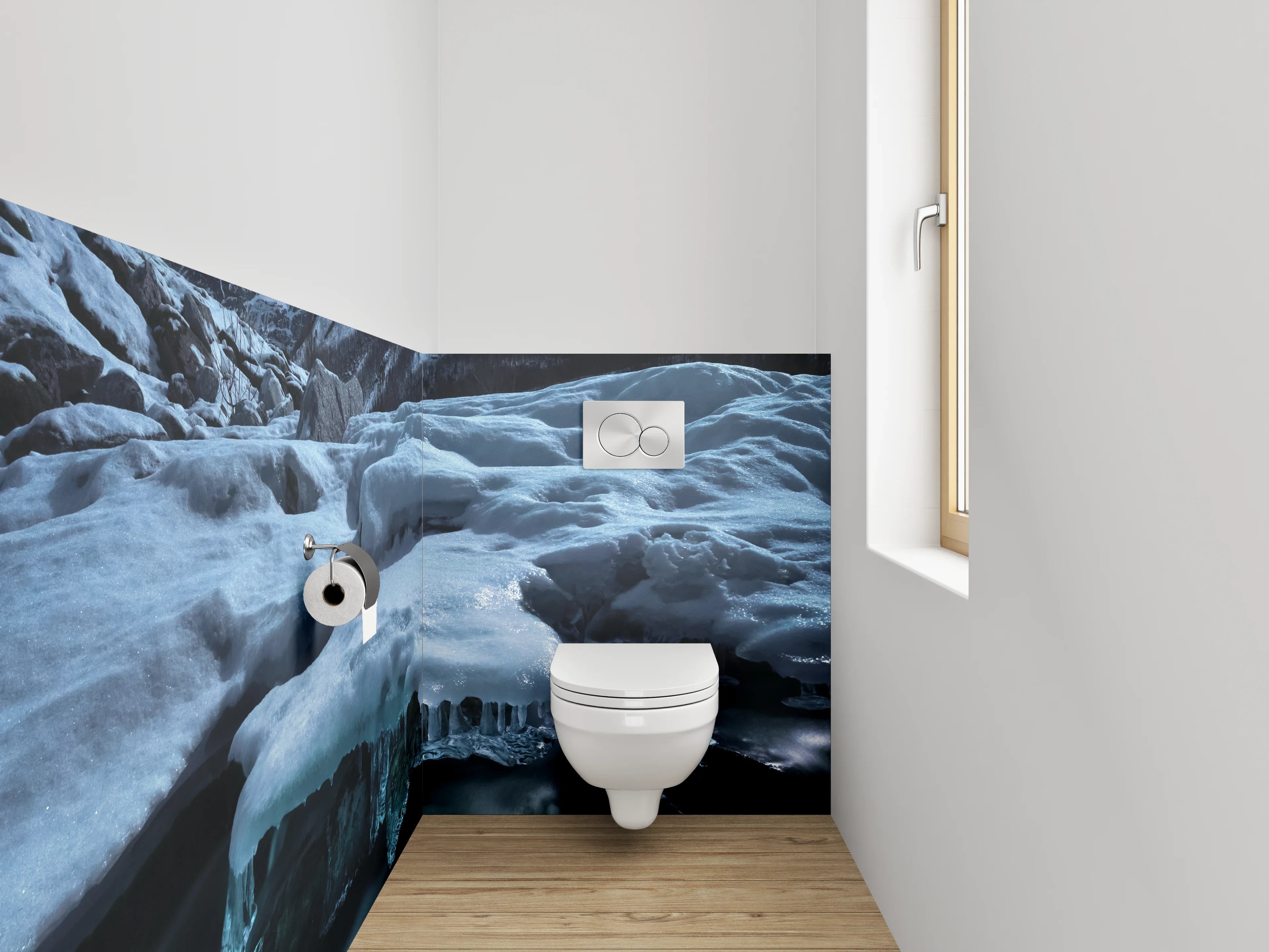 WC-Rückwand - Magisches Polarlicht über Eislandschaft