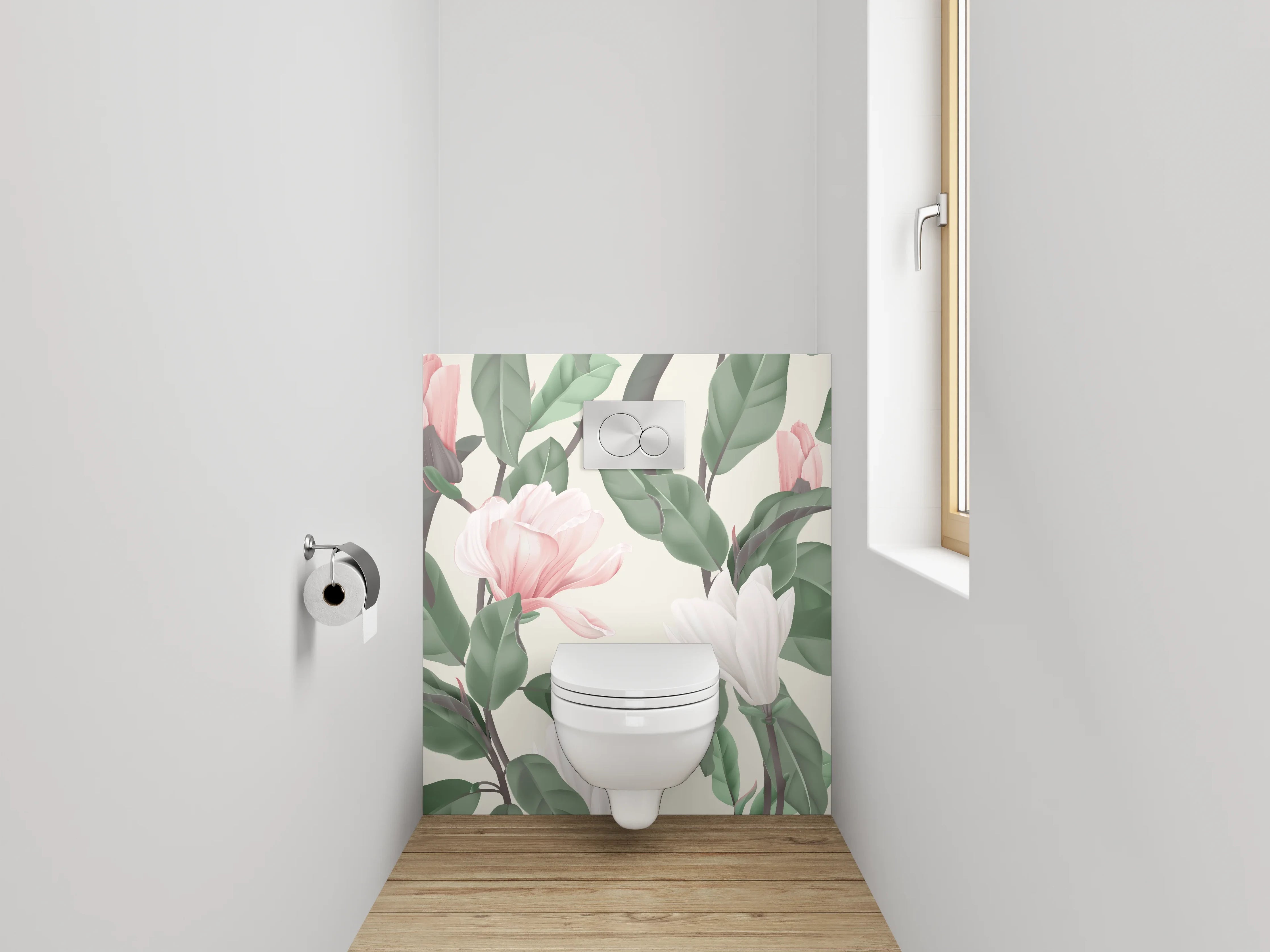 WC-Rückwand - Magnolien Blumen Illustration Pastell