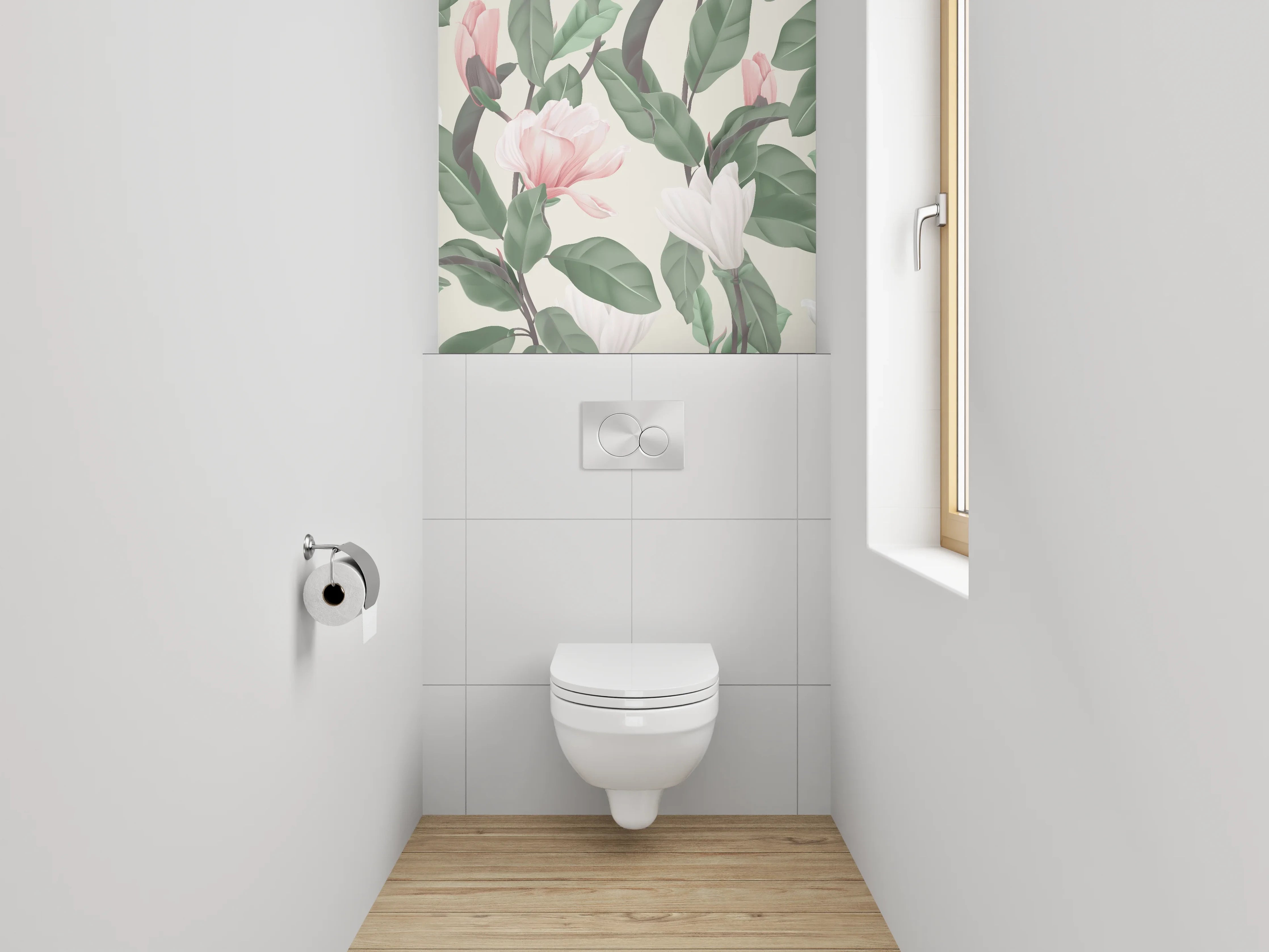 WC-Rückwand - Magnolien Blumen Illustration Pastell