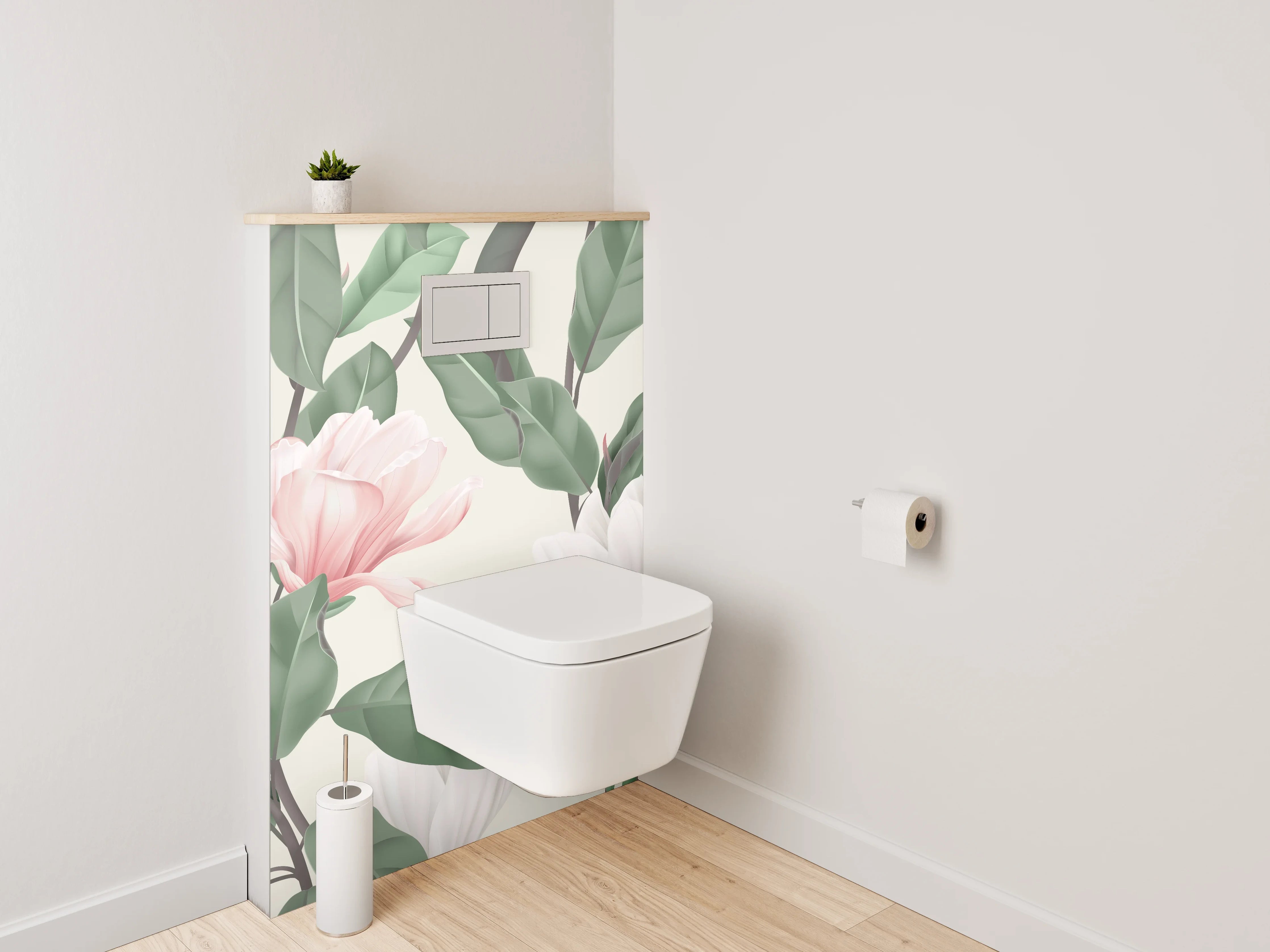 WC-Rückwand - Magnolien Blumen Illustration Pastell