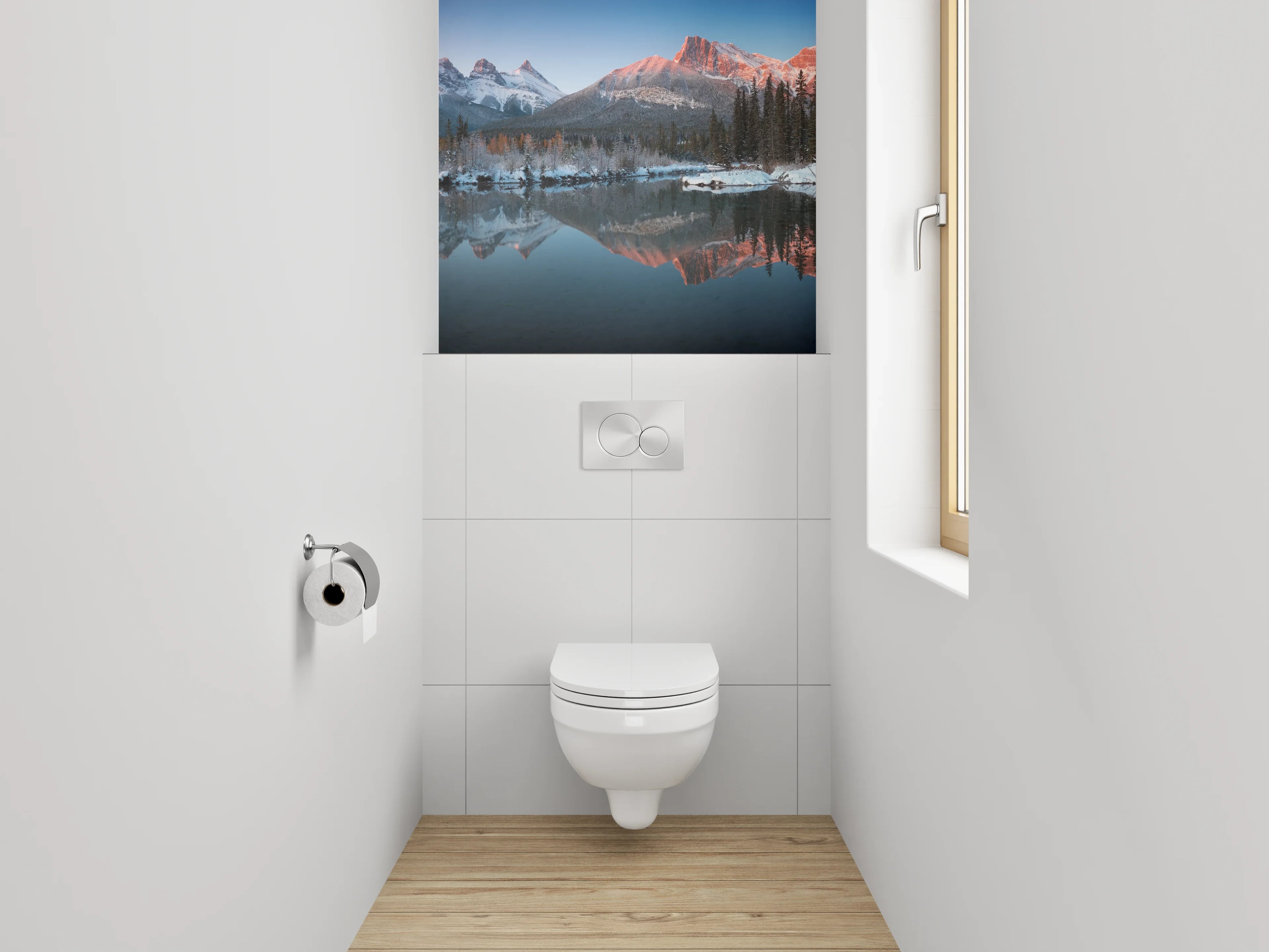 WC-Rückwand - Majestätische Alpenpanorama Spiegelung