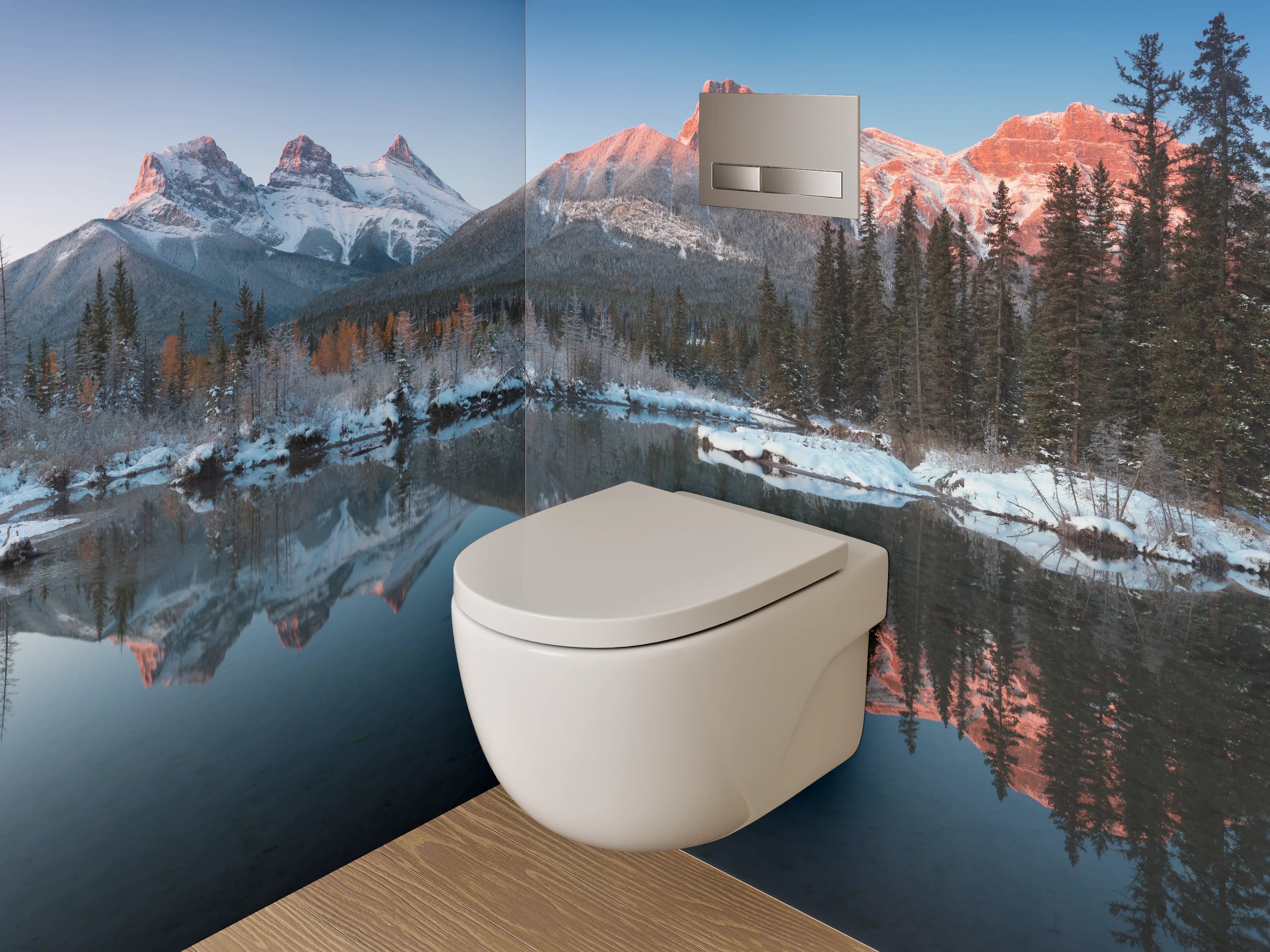 WC-Rückwand - Majestätische Alpenpanorama Spiegelung