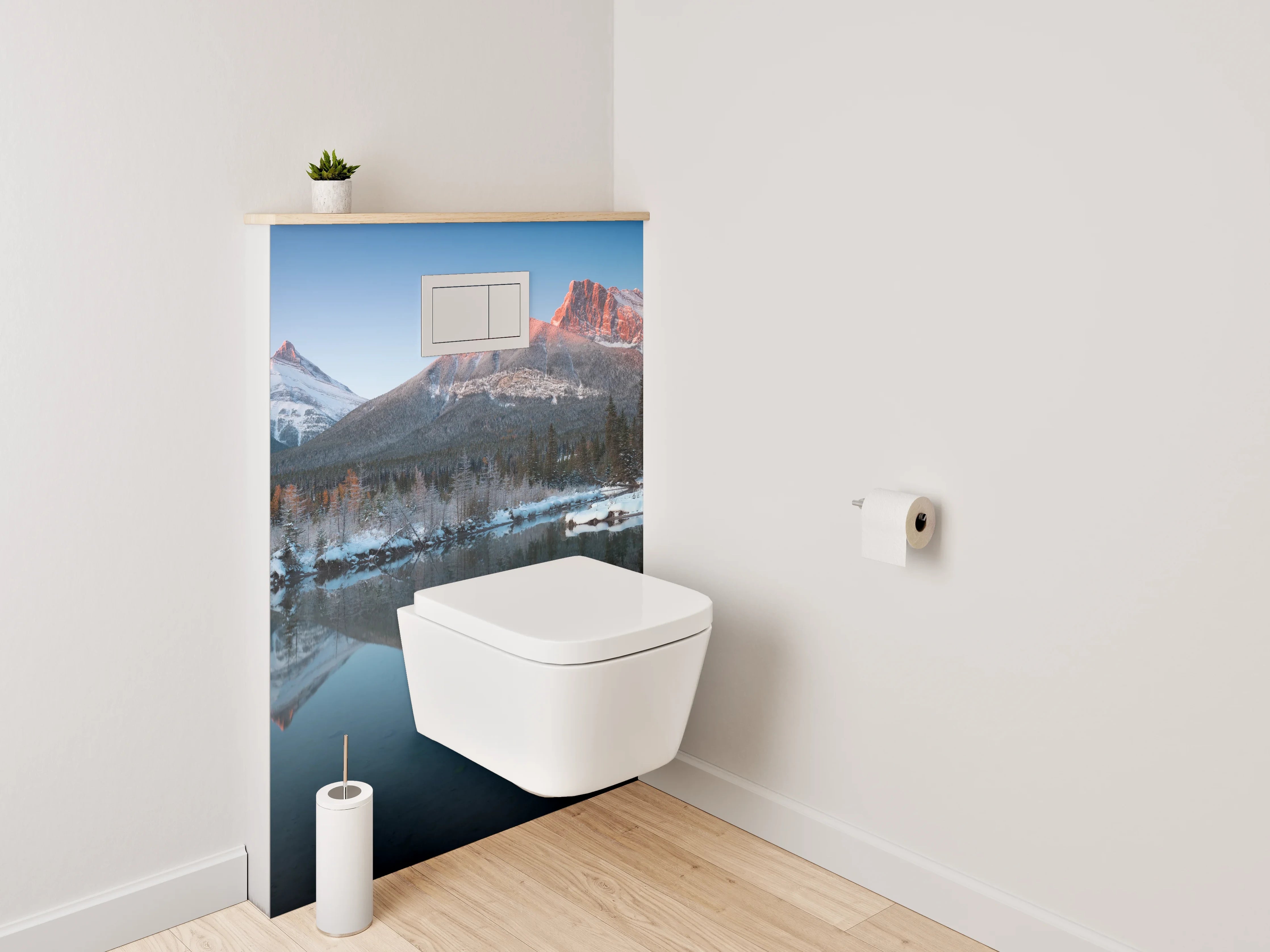 WC-Rückwand - Majestätische Alpenpanorama Spiegelung