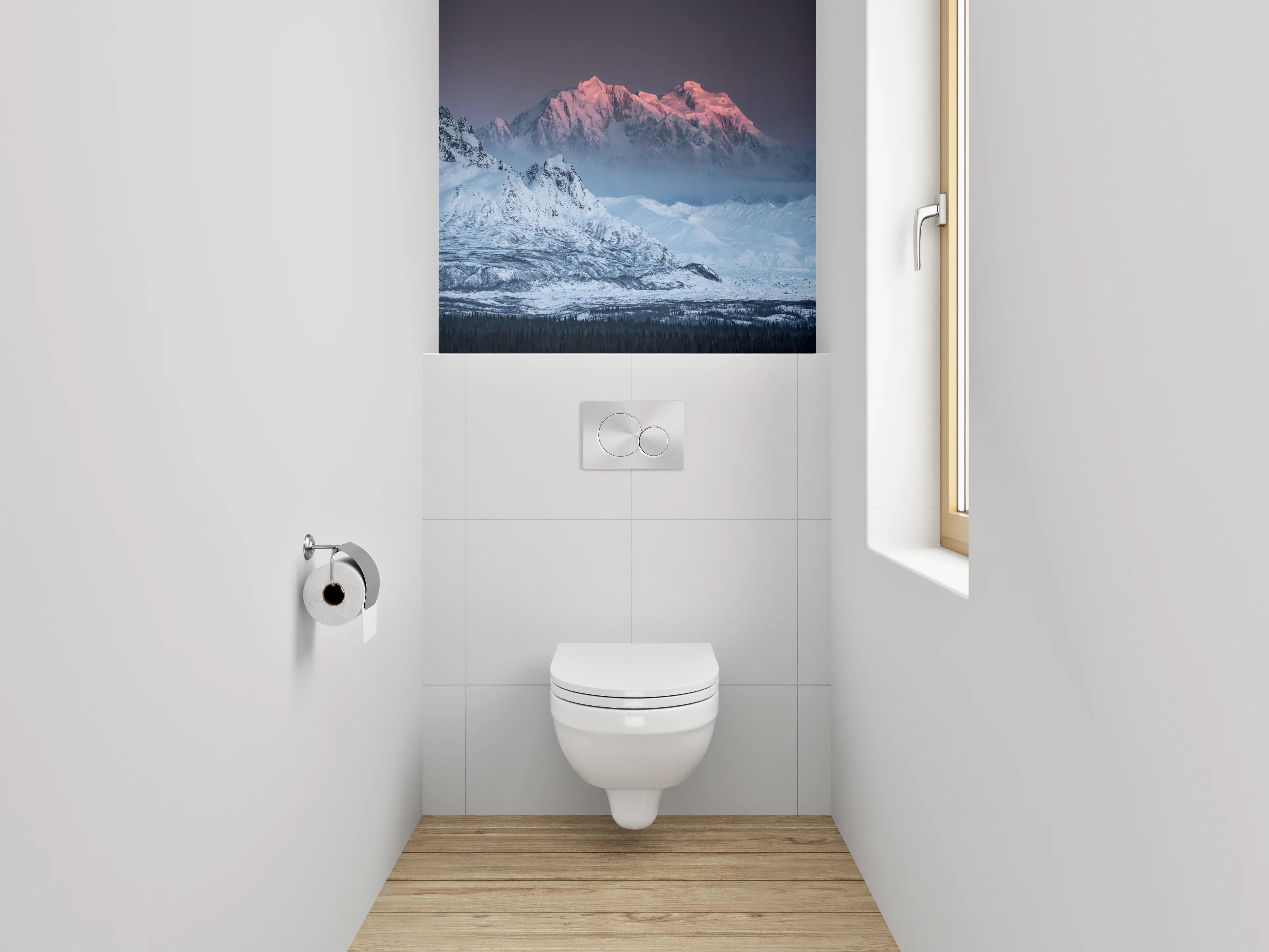 WC-Rückwand - Majestätische Berge im Morgenlicht