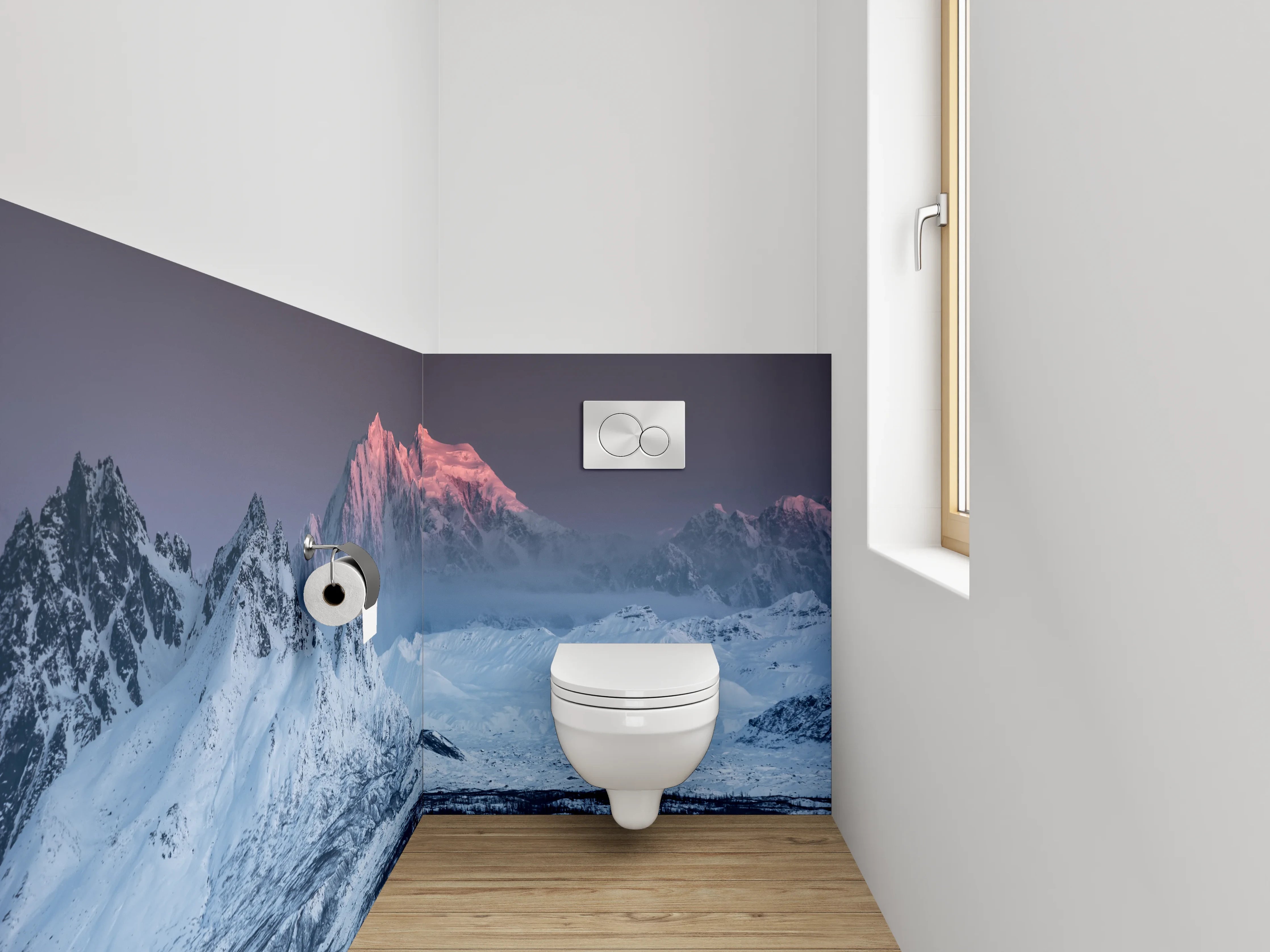 WC-Rückwand - Majestätische Berge im Morgenlicht