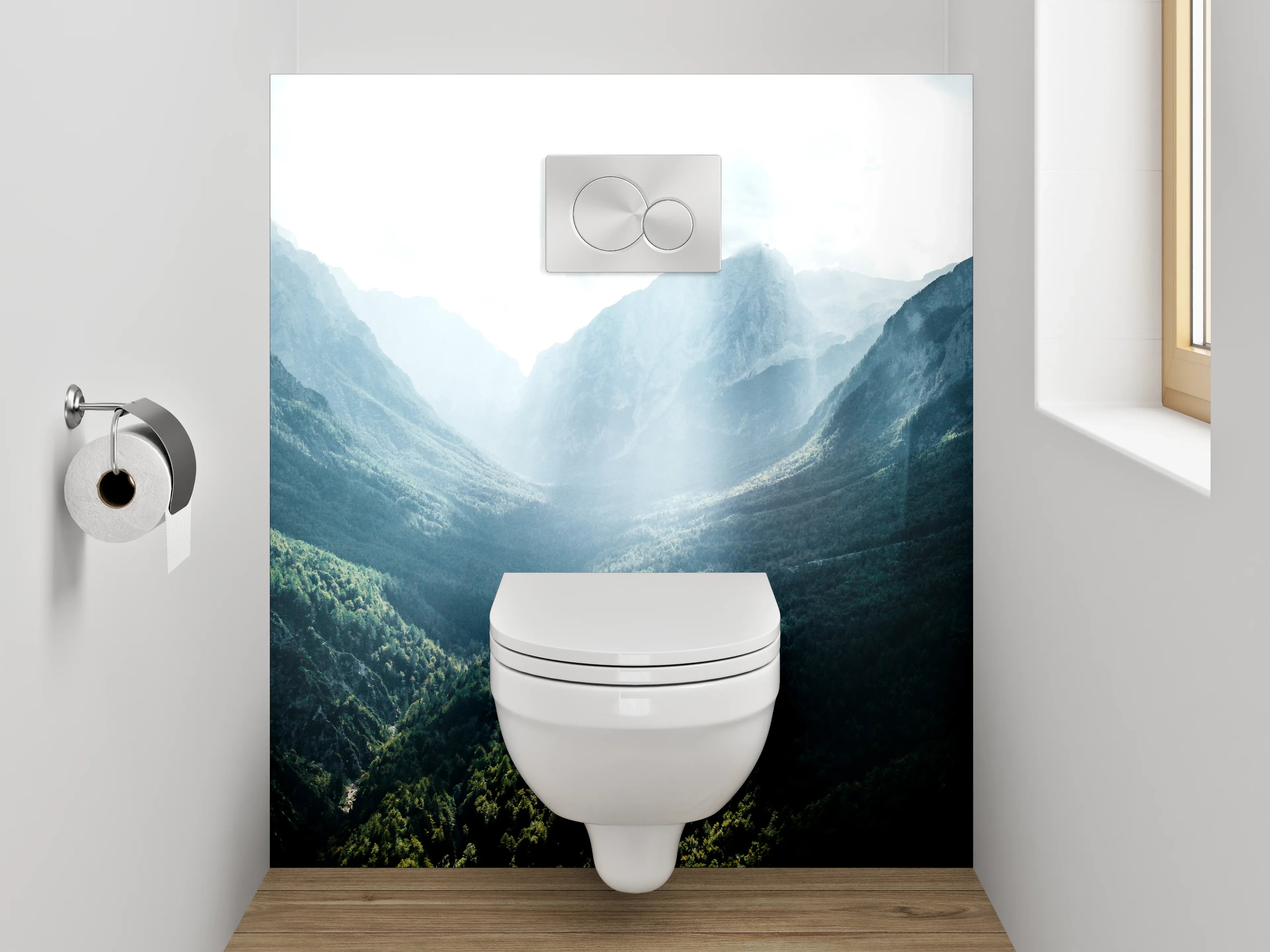 WC-Rückwand - Majestätische Berglandschaft Morgensonne Panorama