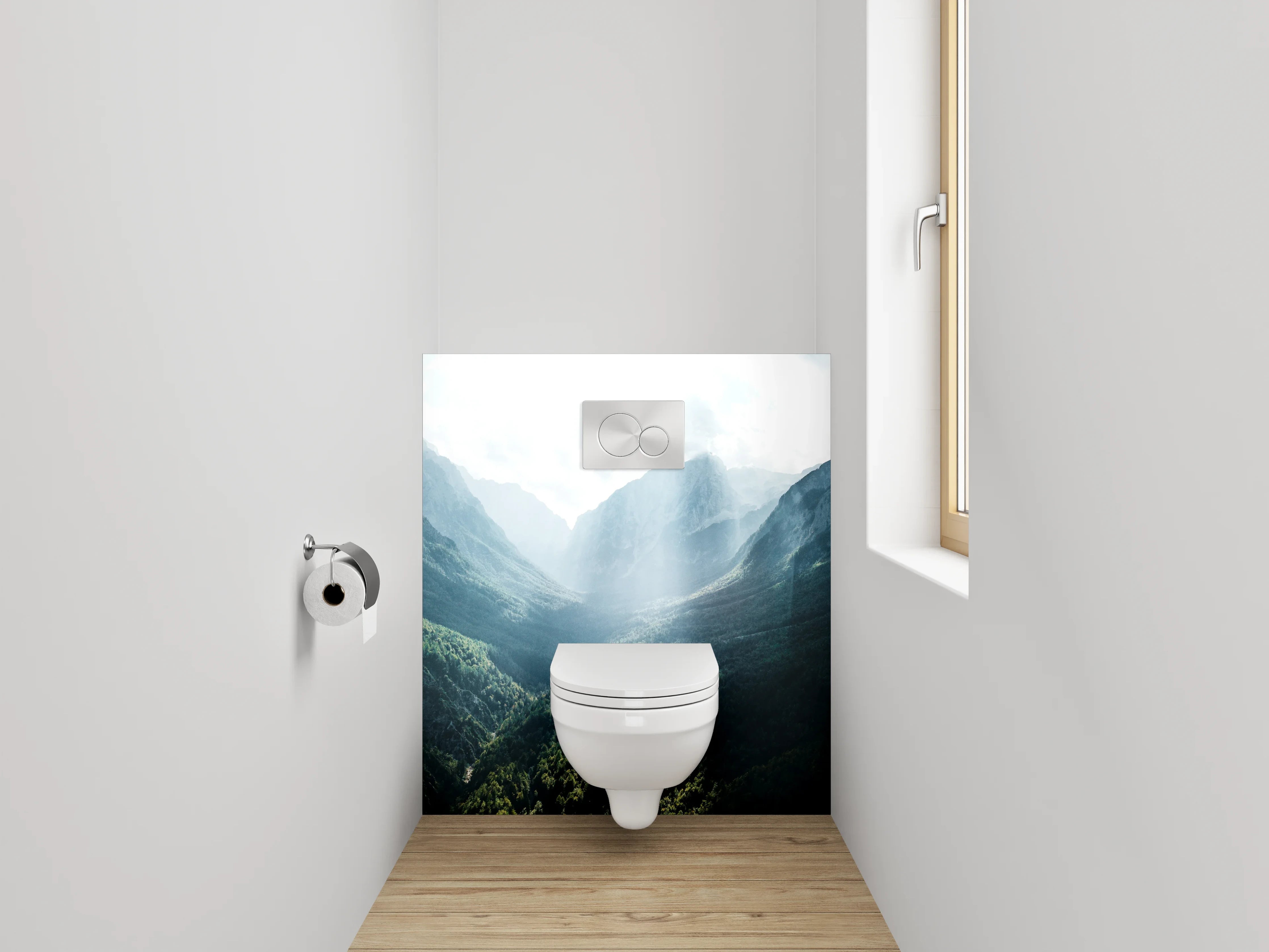 WC-Rückwand - Majestätische Berglandschaft Morgensonne Panorama