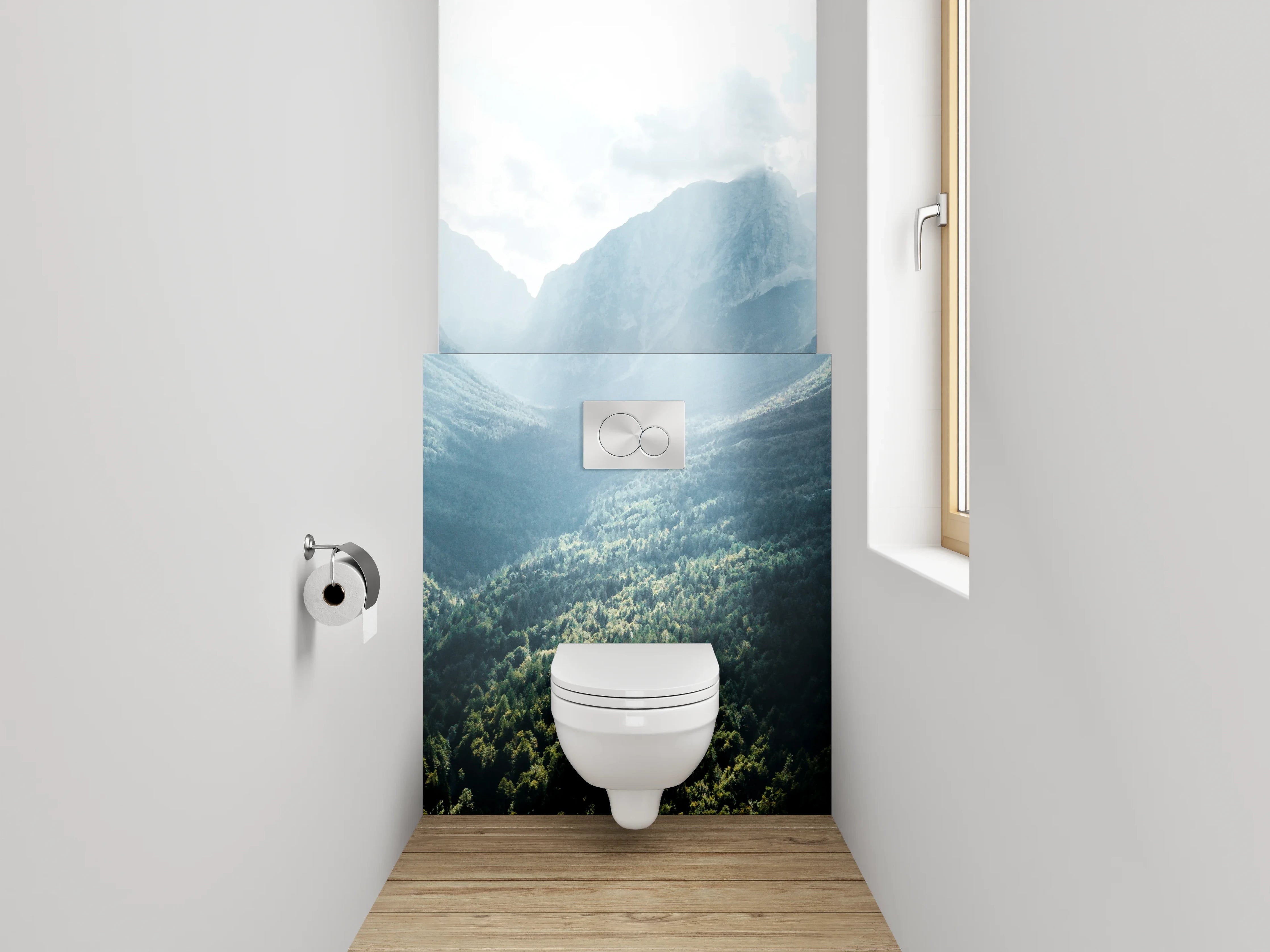 WC-Rückwand - Majestätische Berglandschaft Morgensonne Panorama