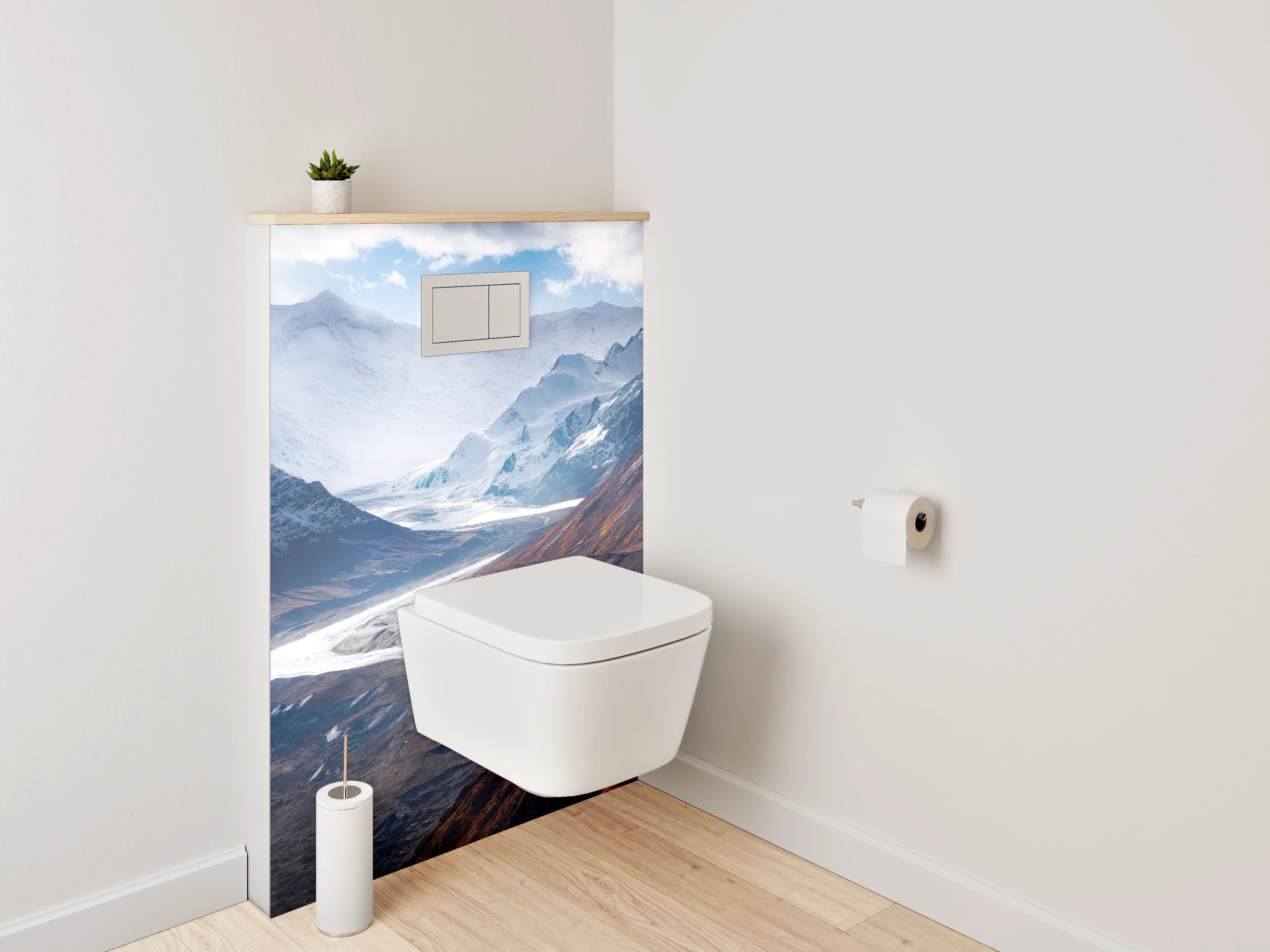 WC-Rückwand - Majestätische Berglandschaft mit Gletscherfluss