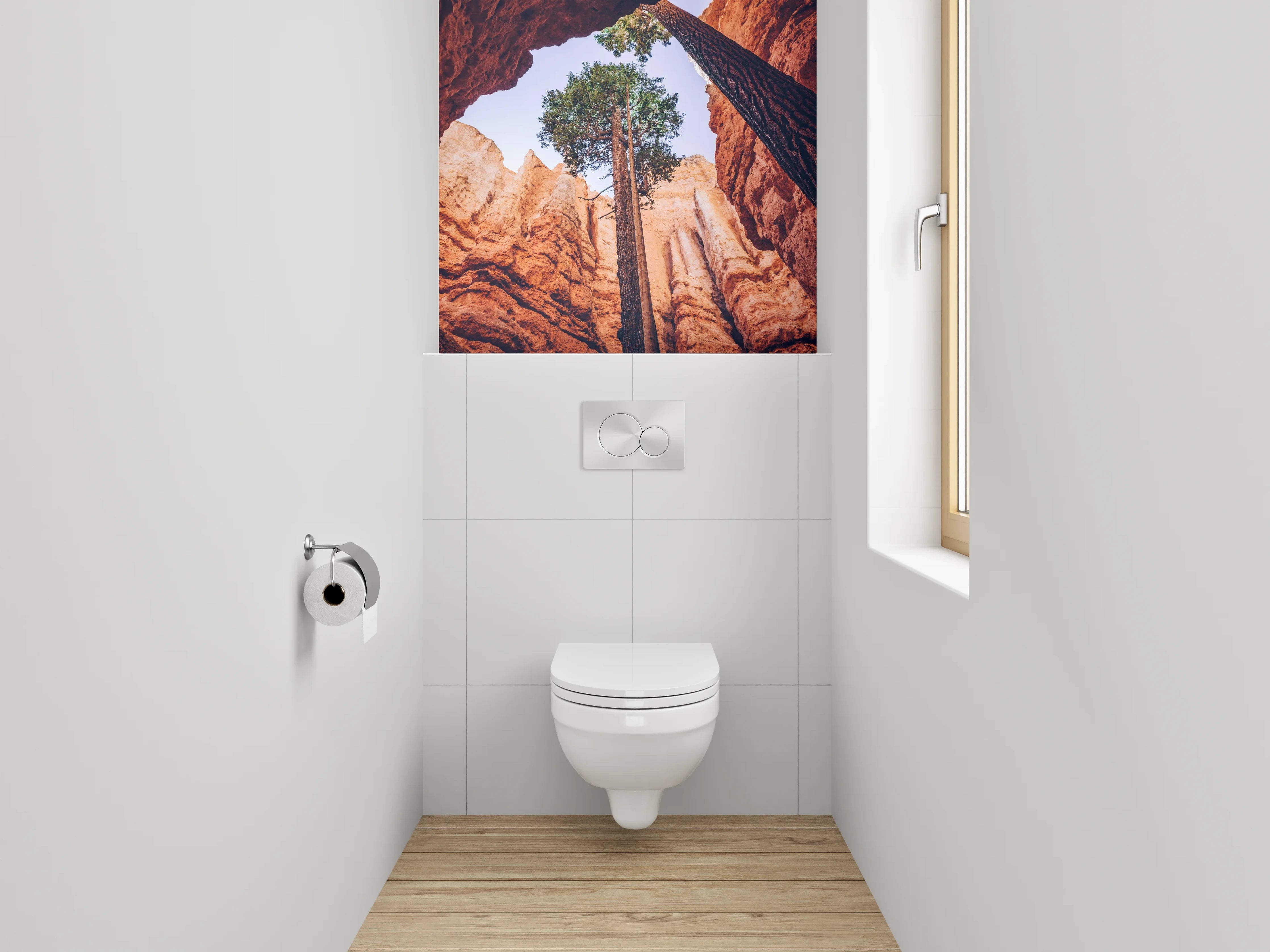 WC-Rückwand - Majestätische Felsen und Bäume Fotomotiv