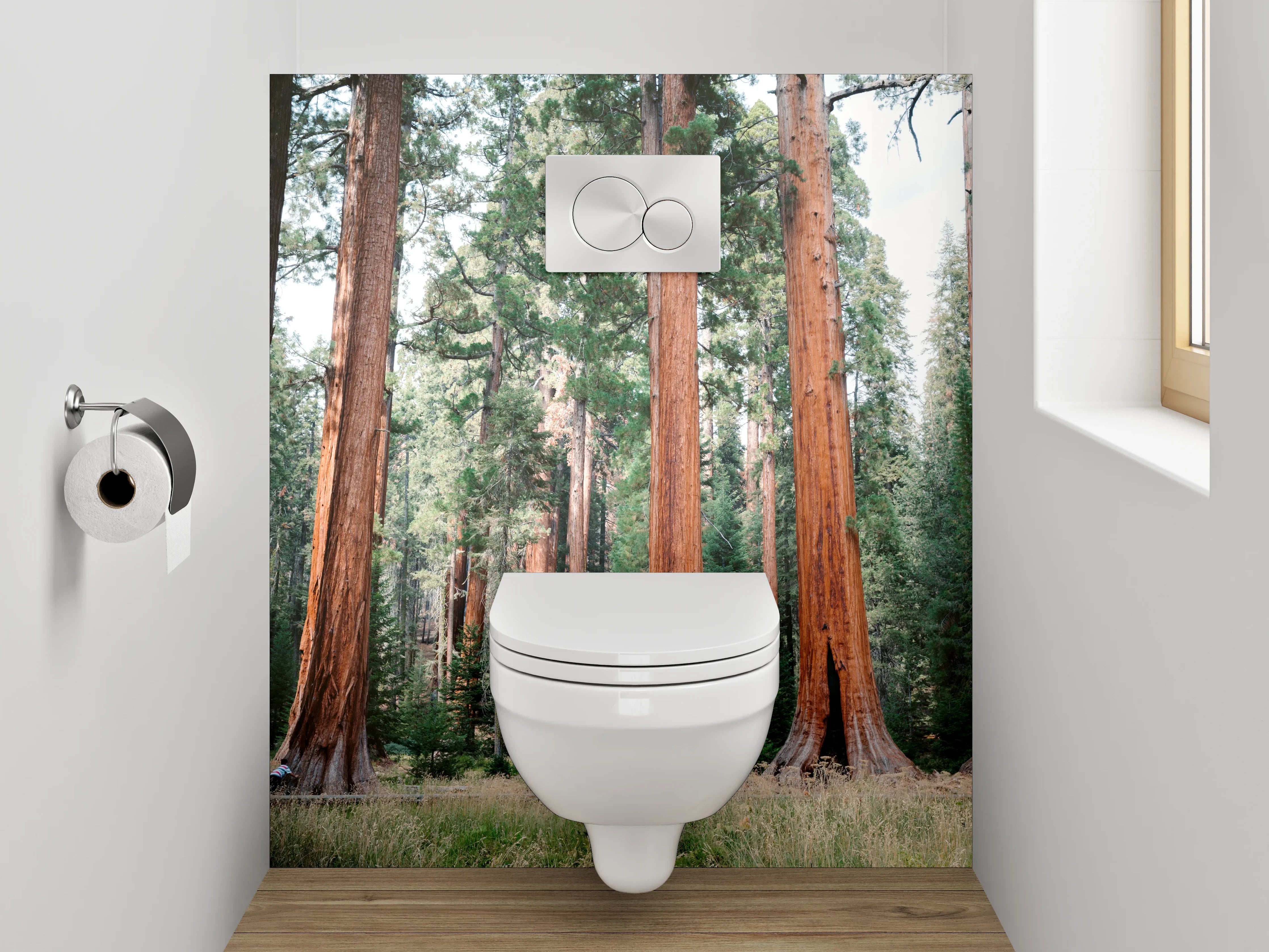 WC-Rückwand - Majestätische Mammutbäume im Sonnenlicht