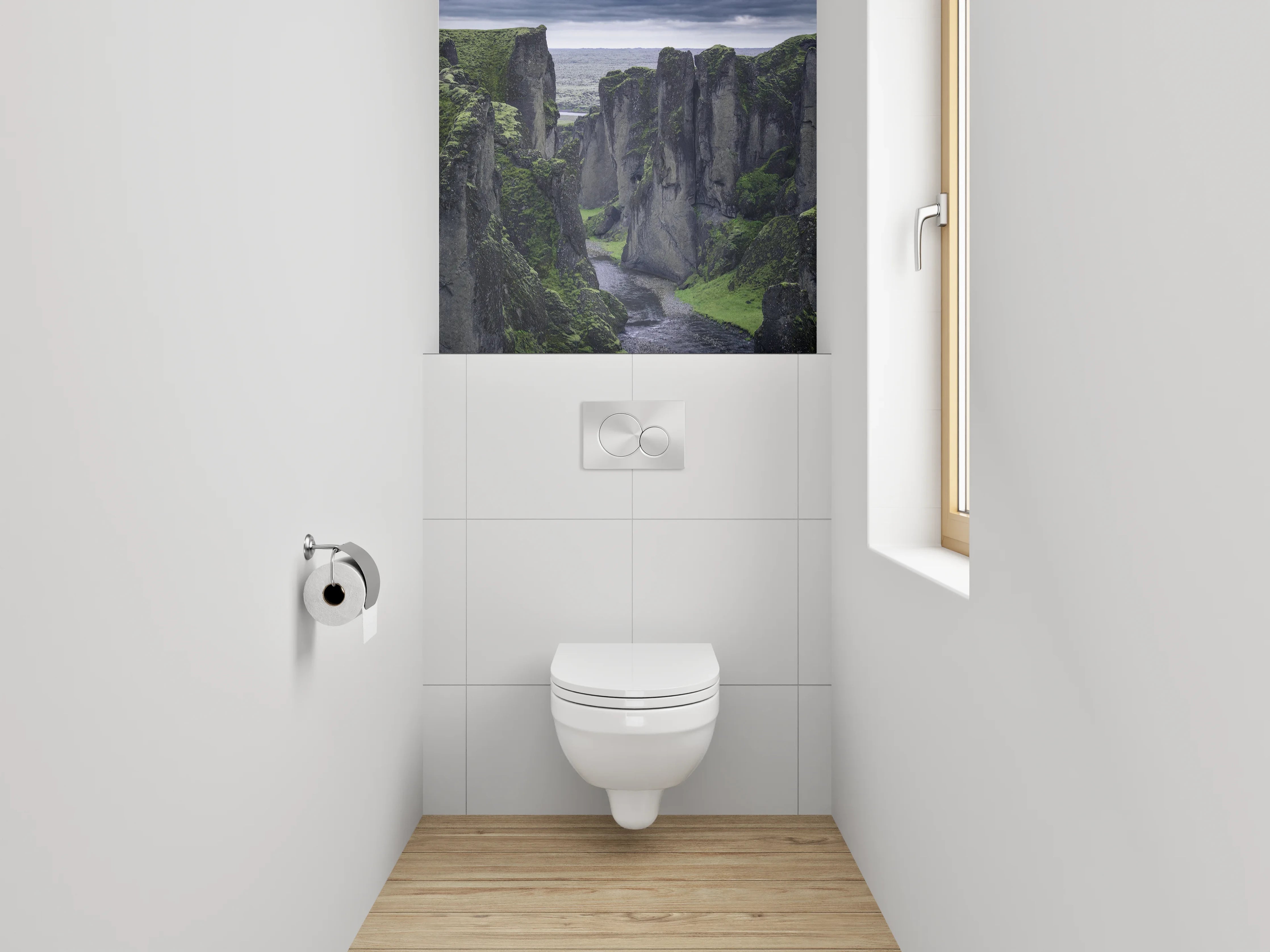 WC-Rückwand - Majestätische Schlucht mit Fluss