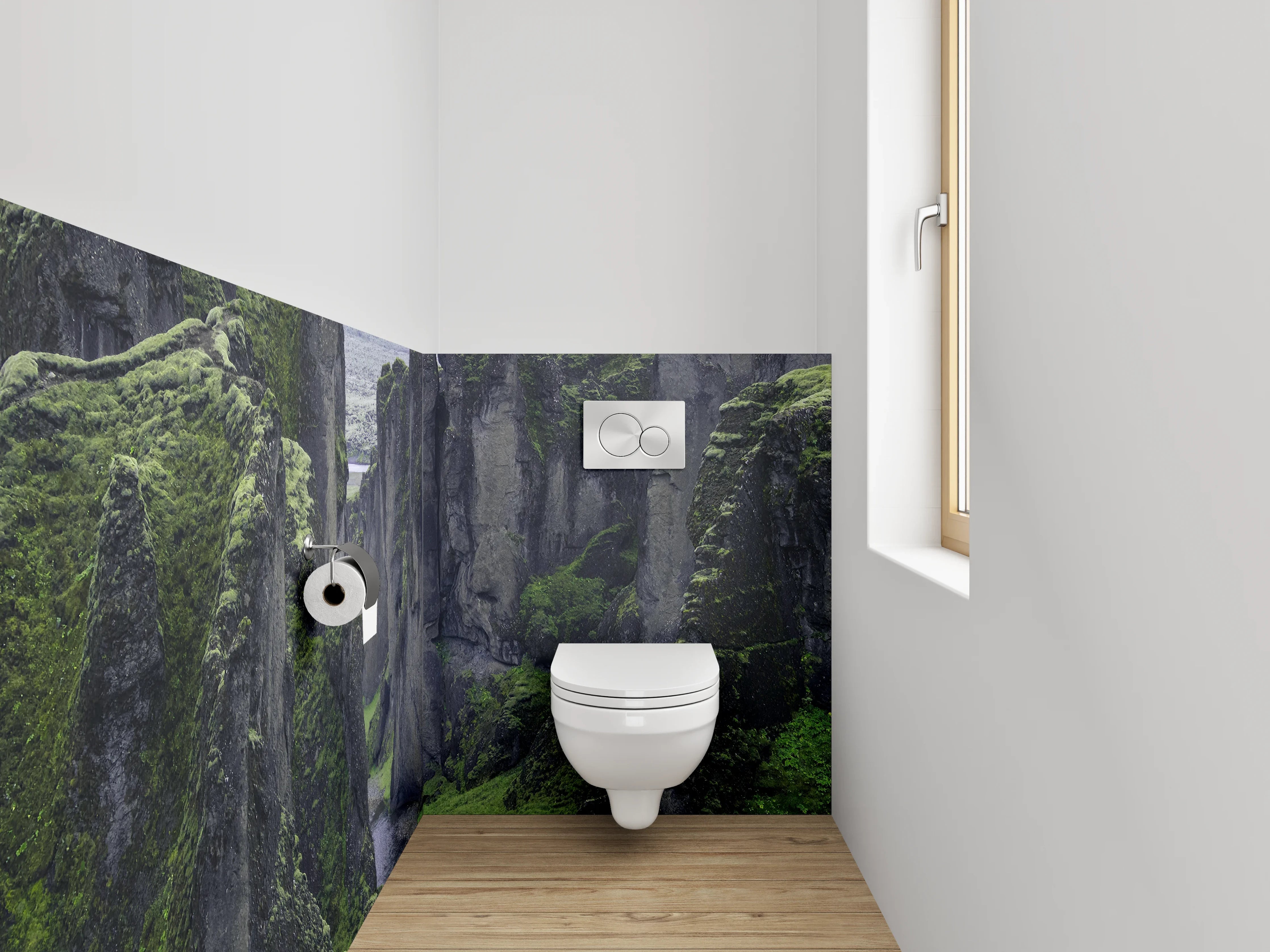 WC-Rückwand - Majestätische Schlucht mit Fluss