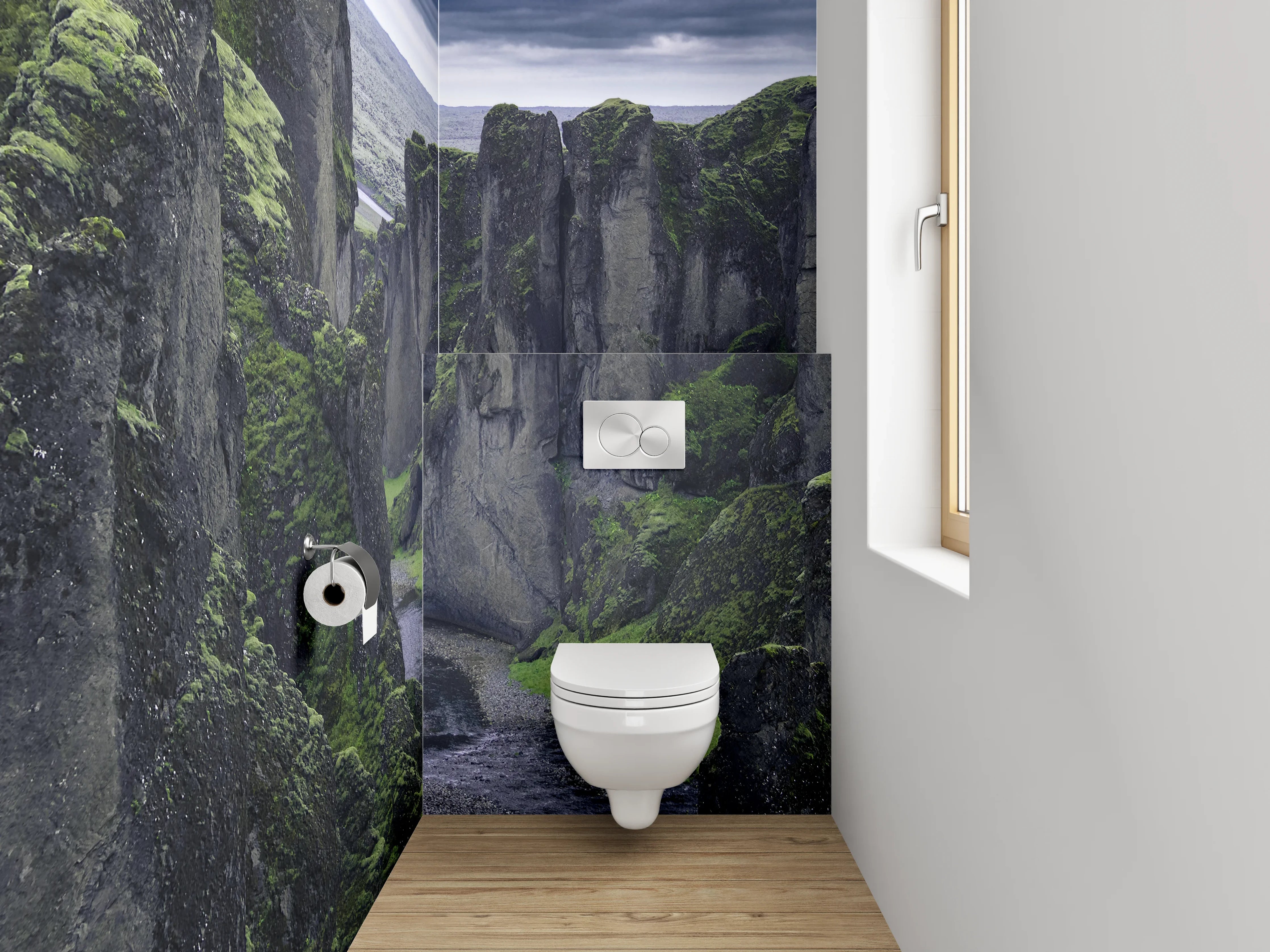 WC-Rückwand - Majestätische Schlucht mit Fluss
