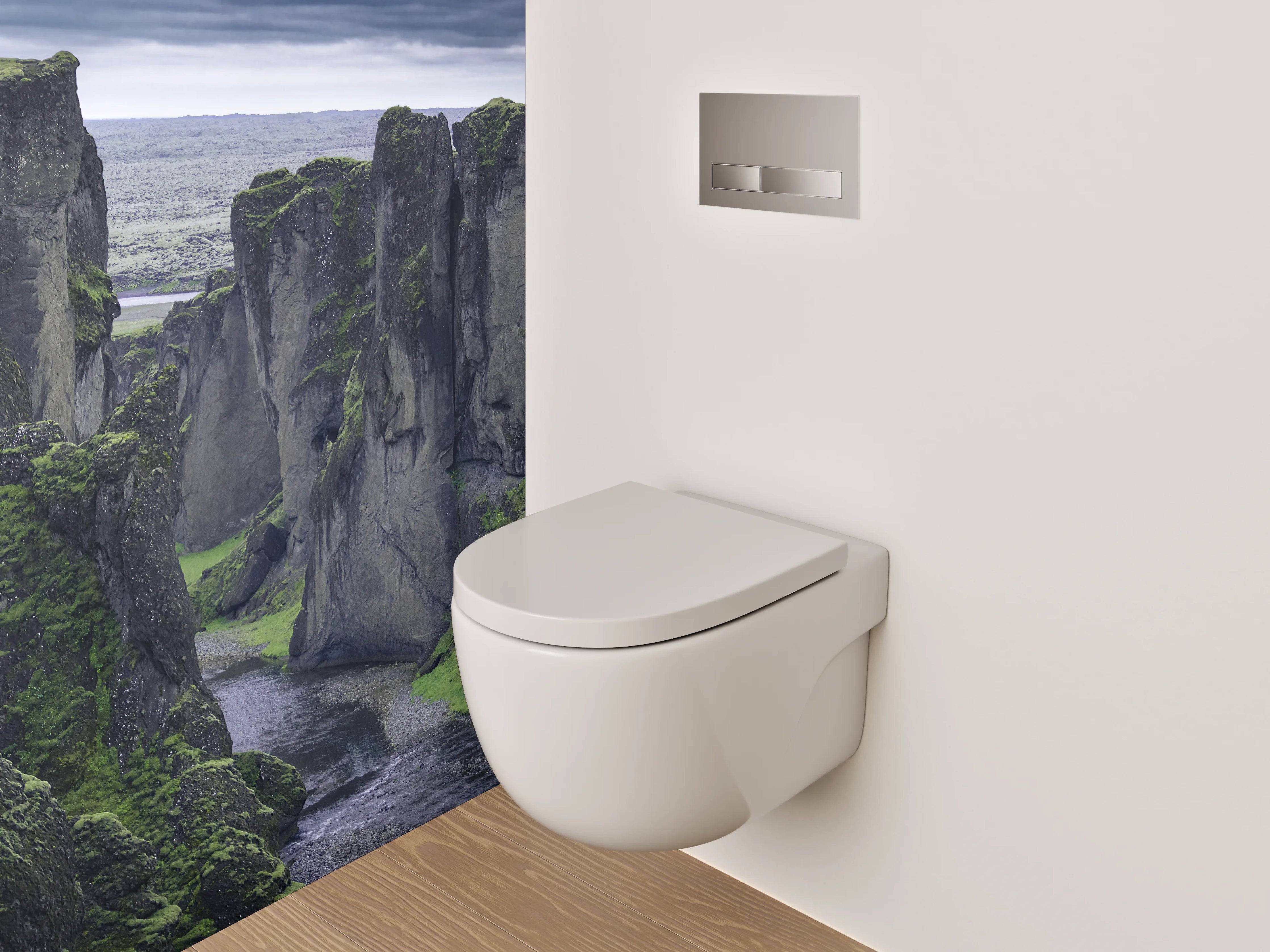 WC-Rückwand - Majestätische Schlucht mit Fluss