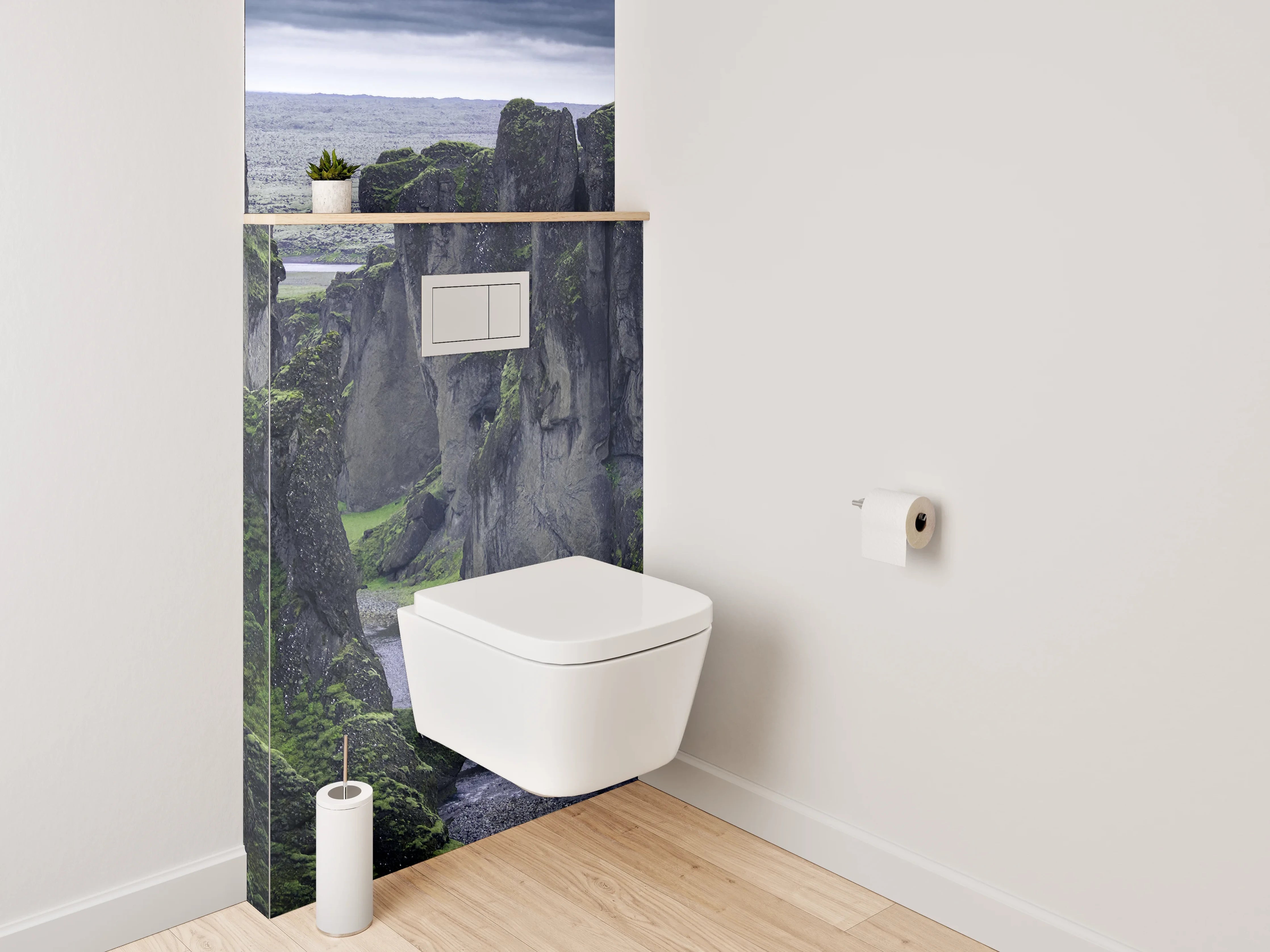 WC-Rückwand - Majestätische Schlucht mit Fluss
