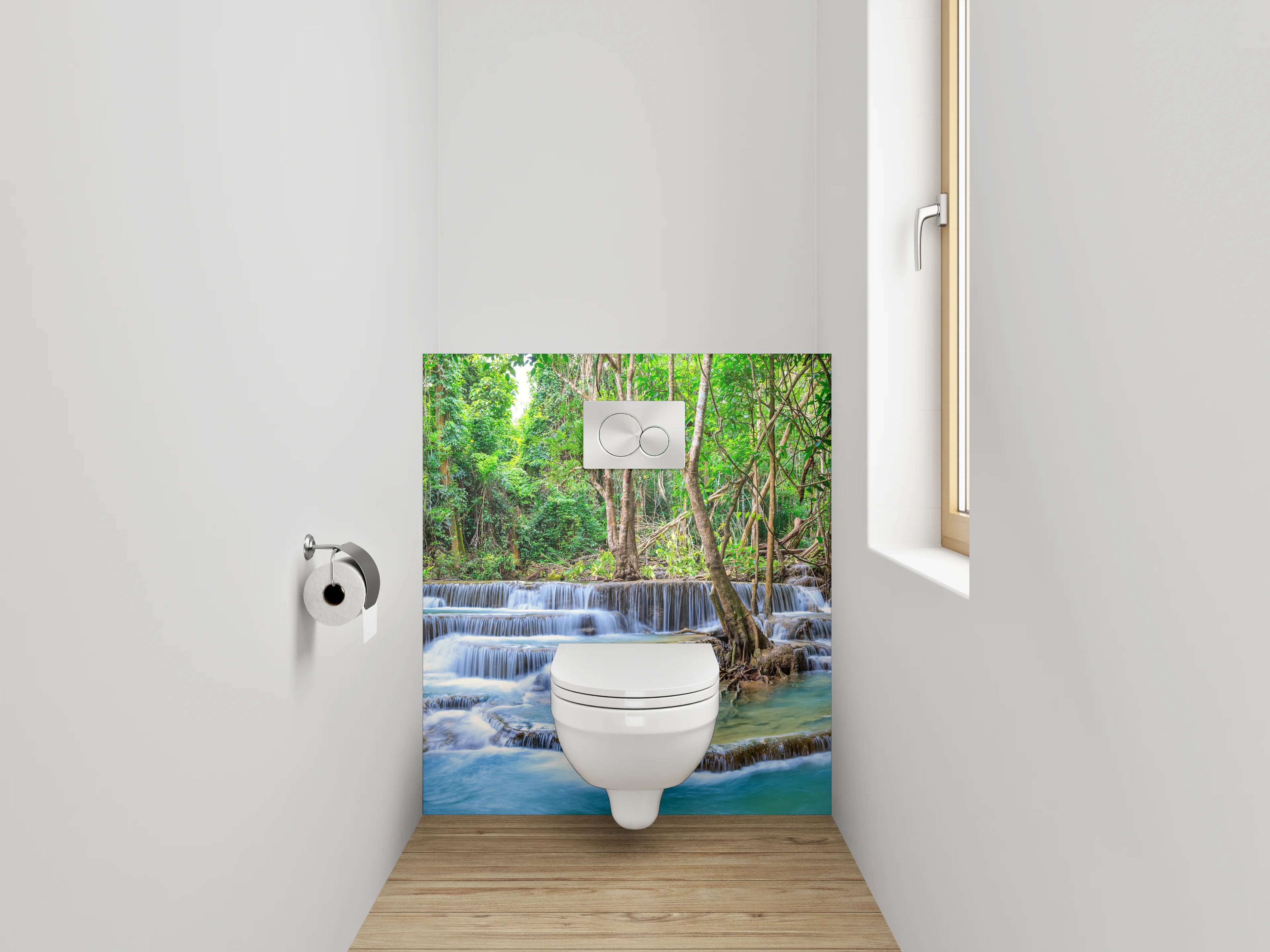 WC-Rückwand - Majestätische Wasserfall-Oase im Dschungel