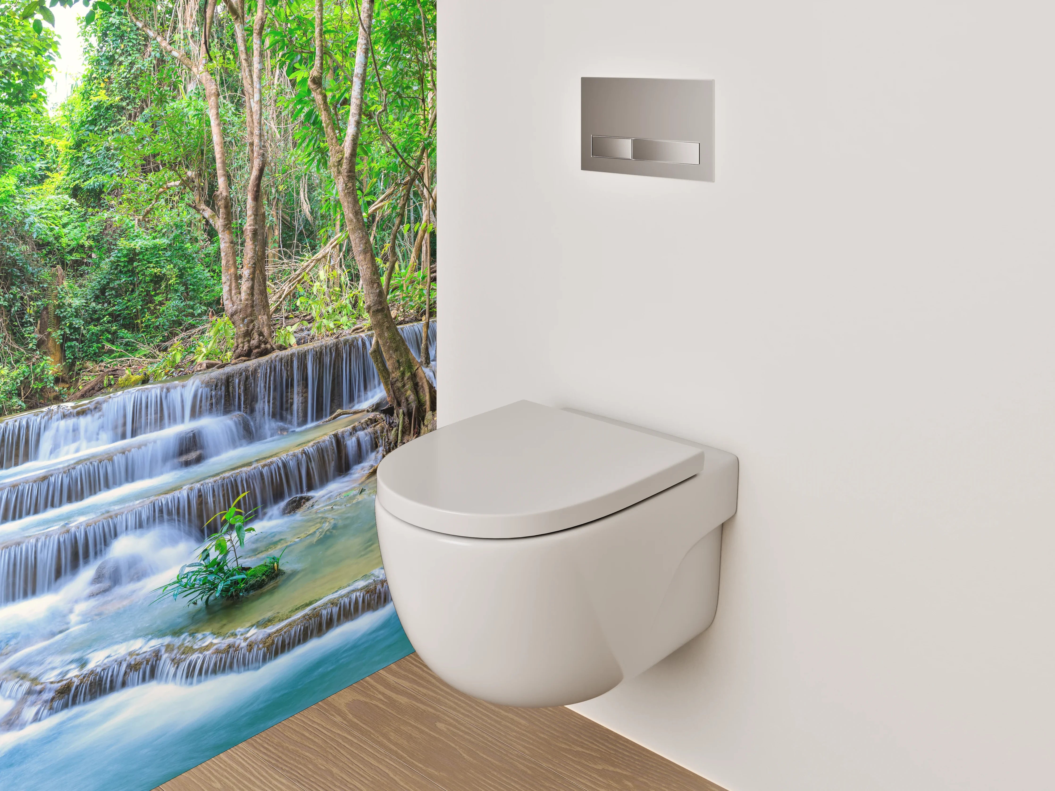 WC-Rückwand - Majestätische Wasserfall-Oase im Dschungel