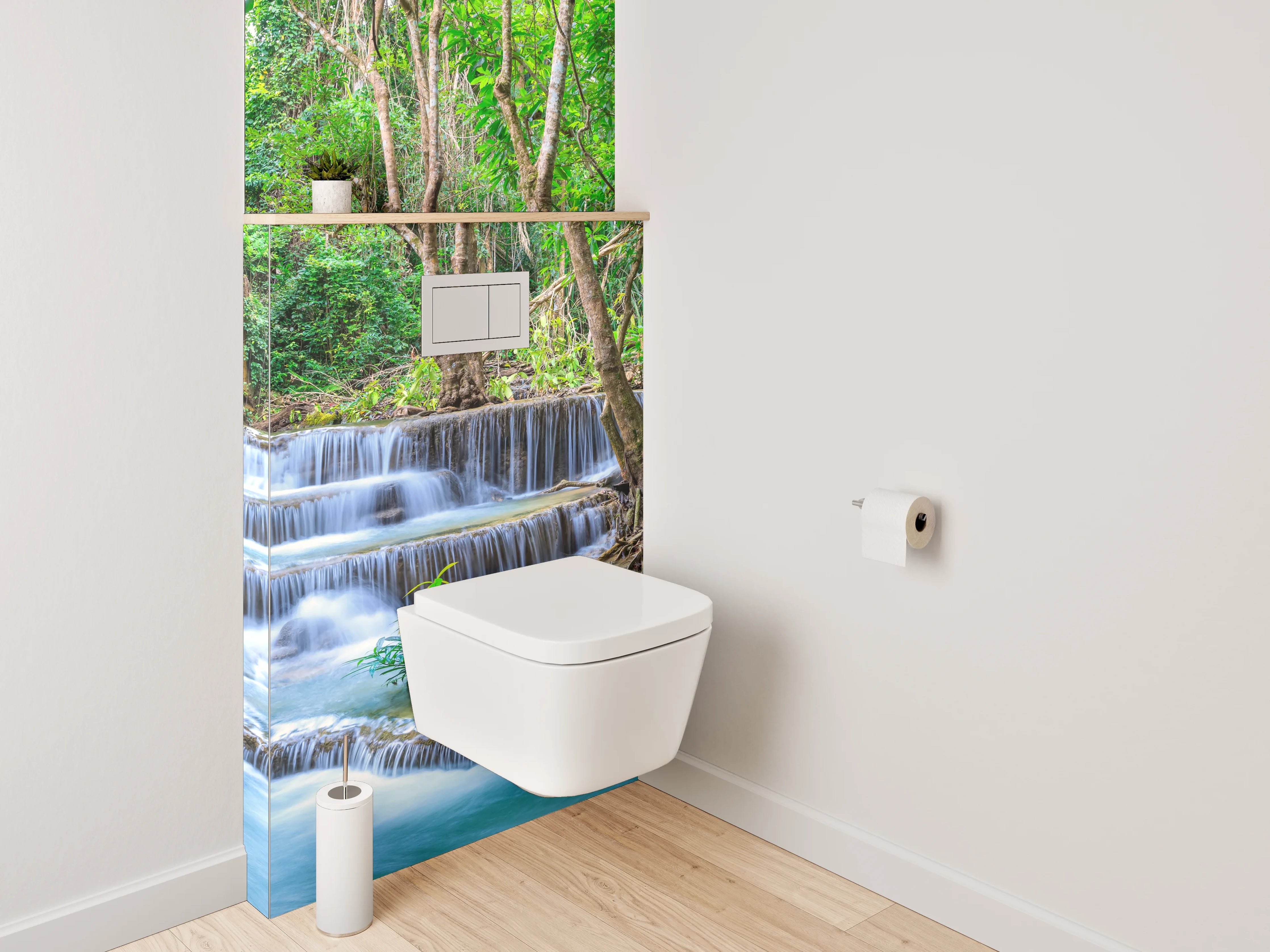 WC-Rückwand - Majestätische Wasserfall-Oase im Dschungel