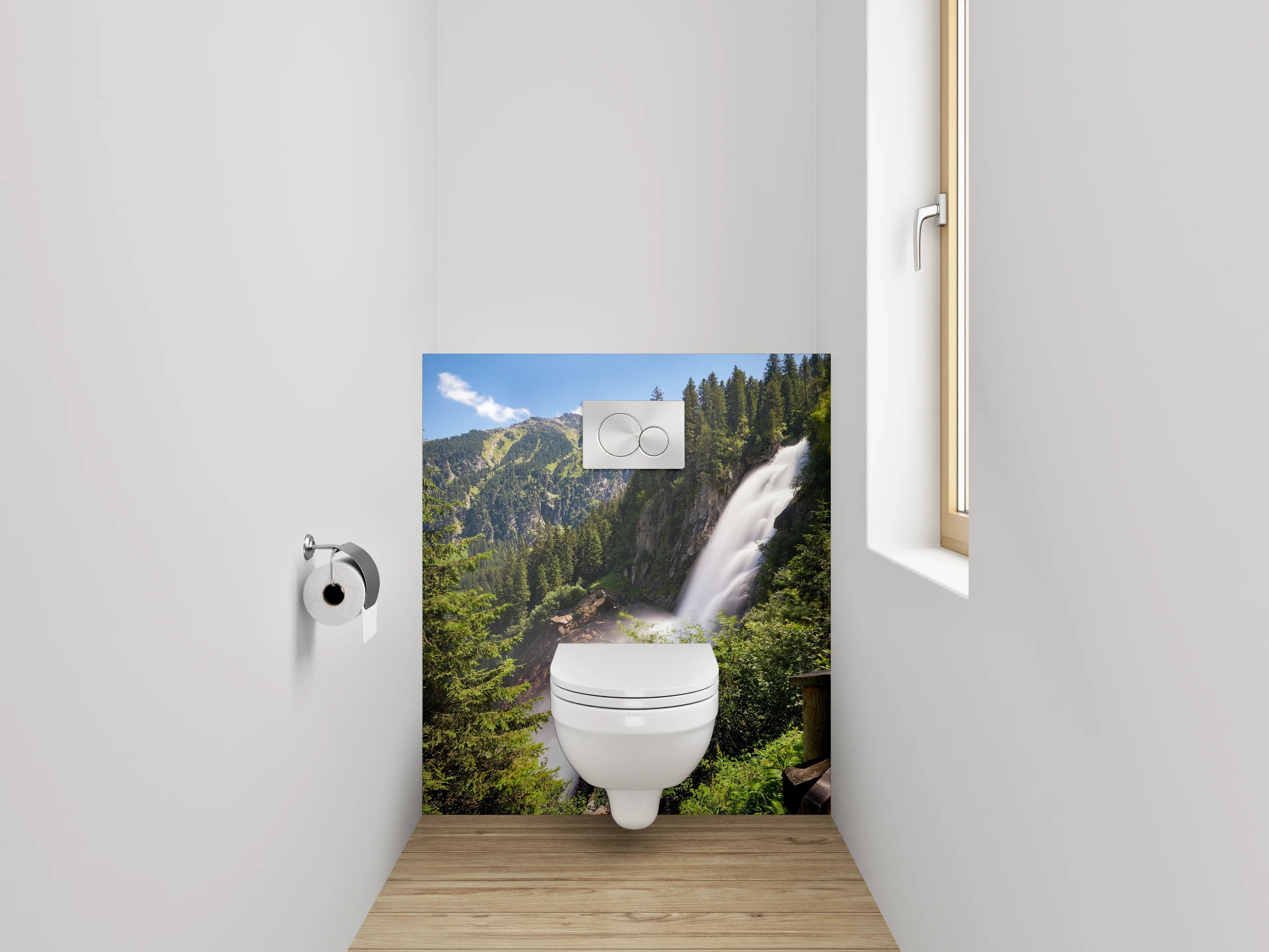 WC-Rückwand - Majestätischer Alpenwasserfall Naturkulisse