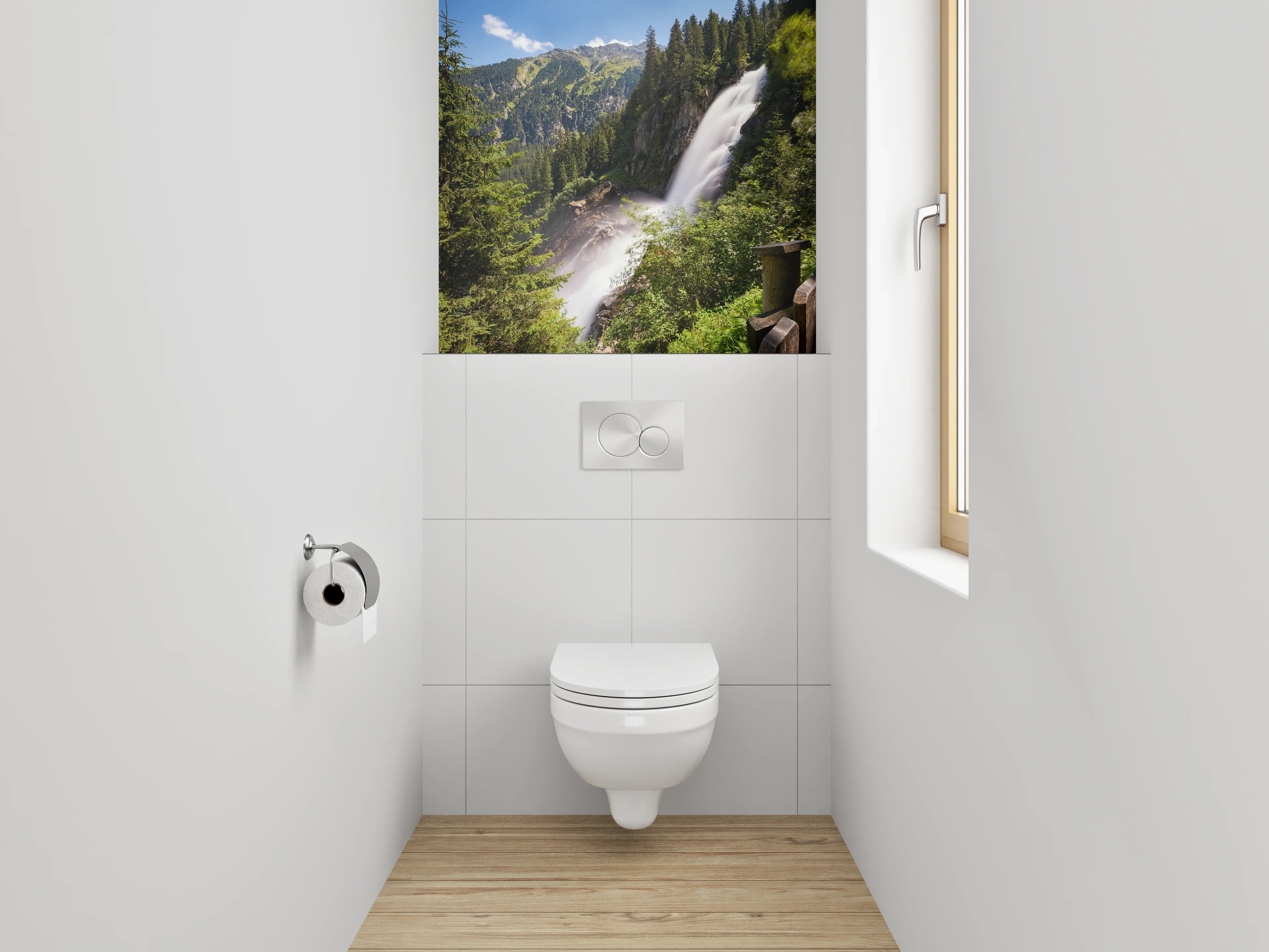 WC-Rückwand - Majestätischer Alpenwasserfall Naturkulisse
