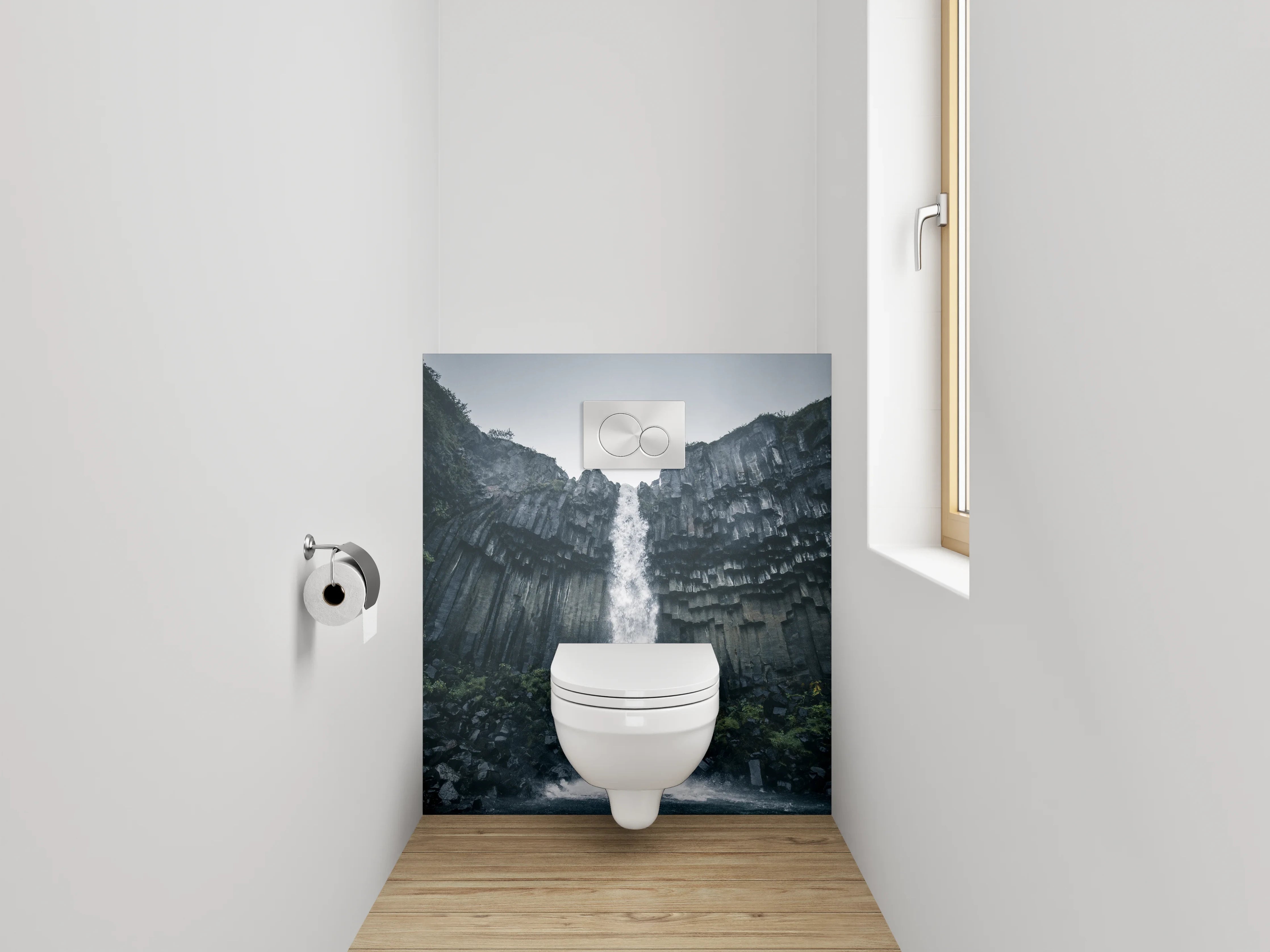 WC-Rückwand - Majestätischer Basalt-Wasserfall Natur