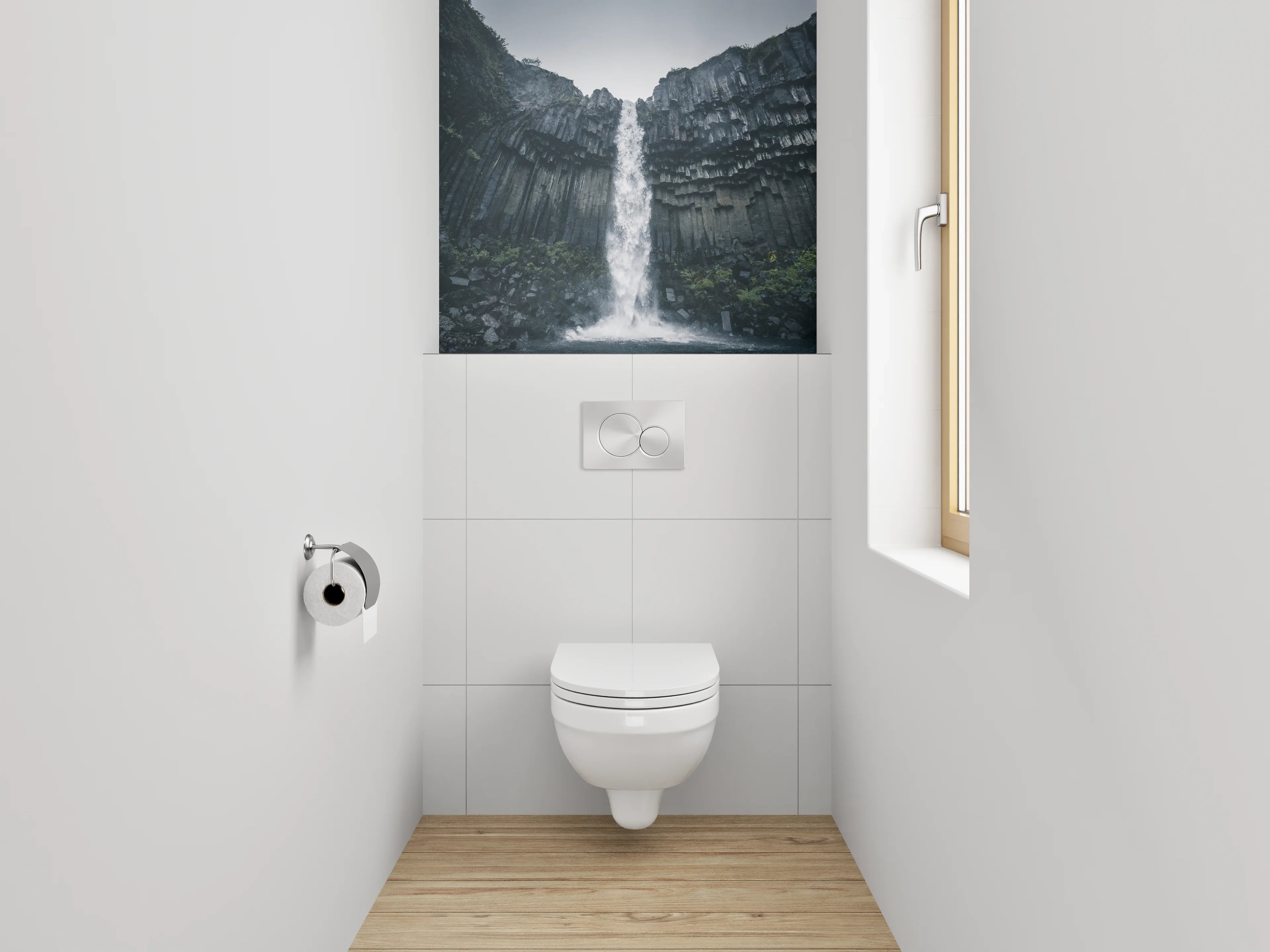 WC-Rückwand - Majestätischer Basalt-Wasserfall Natur