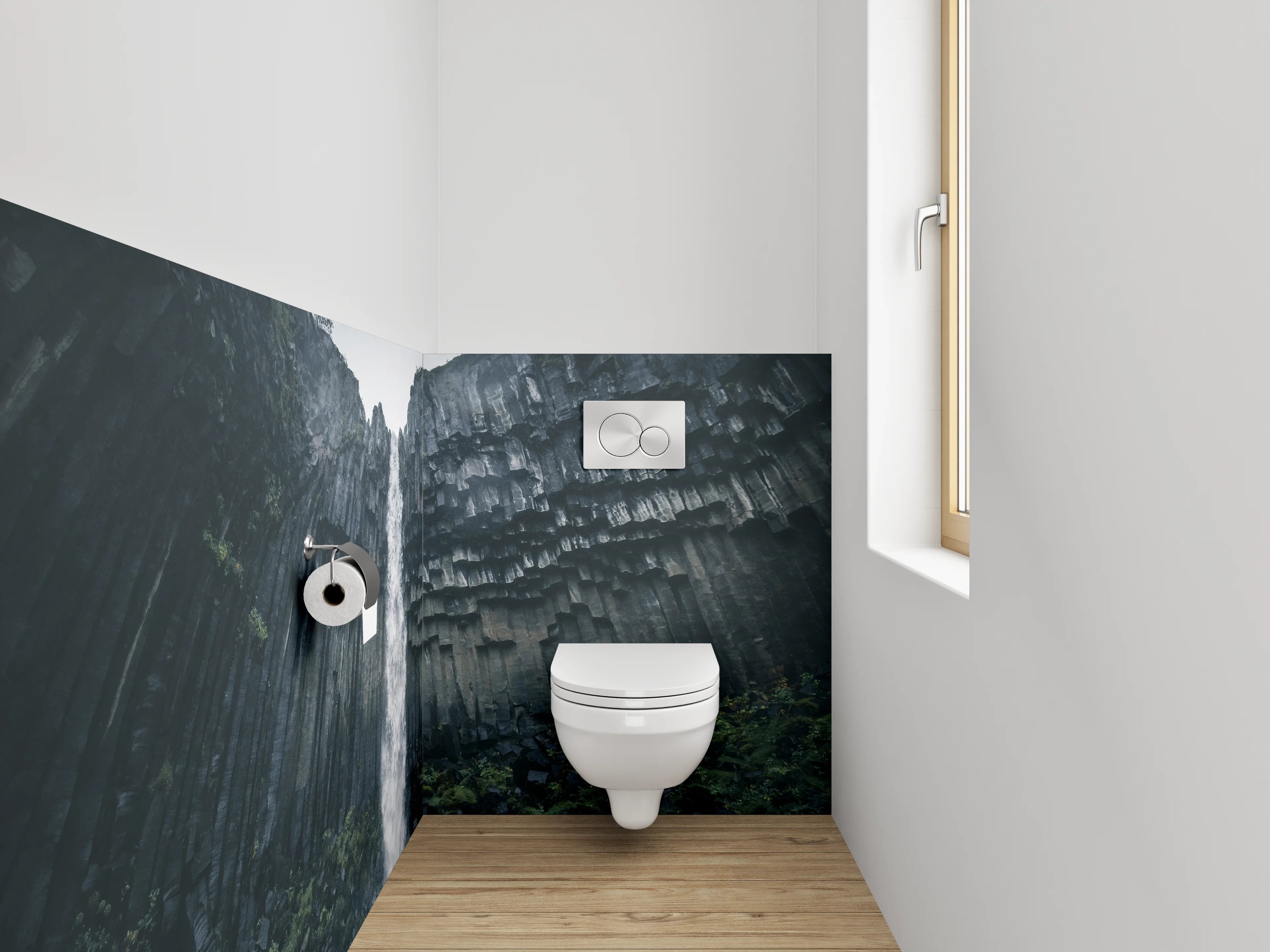 WC-Rückwand - Majestätischer Basalt-Wasserfall Natur
