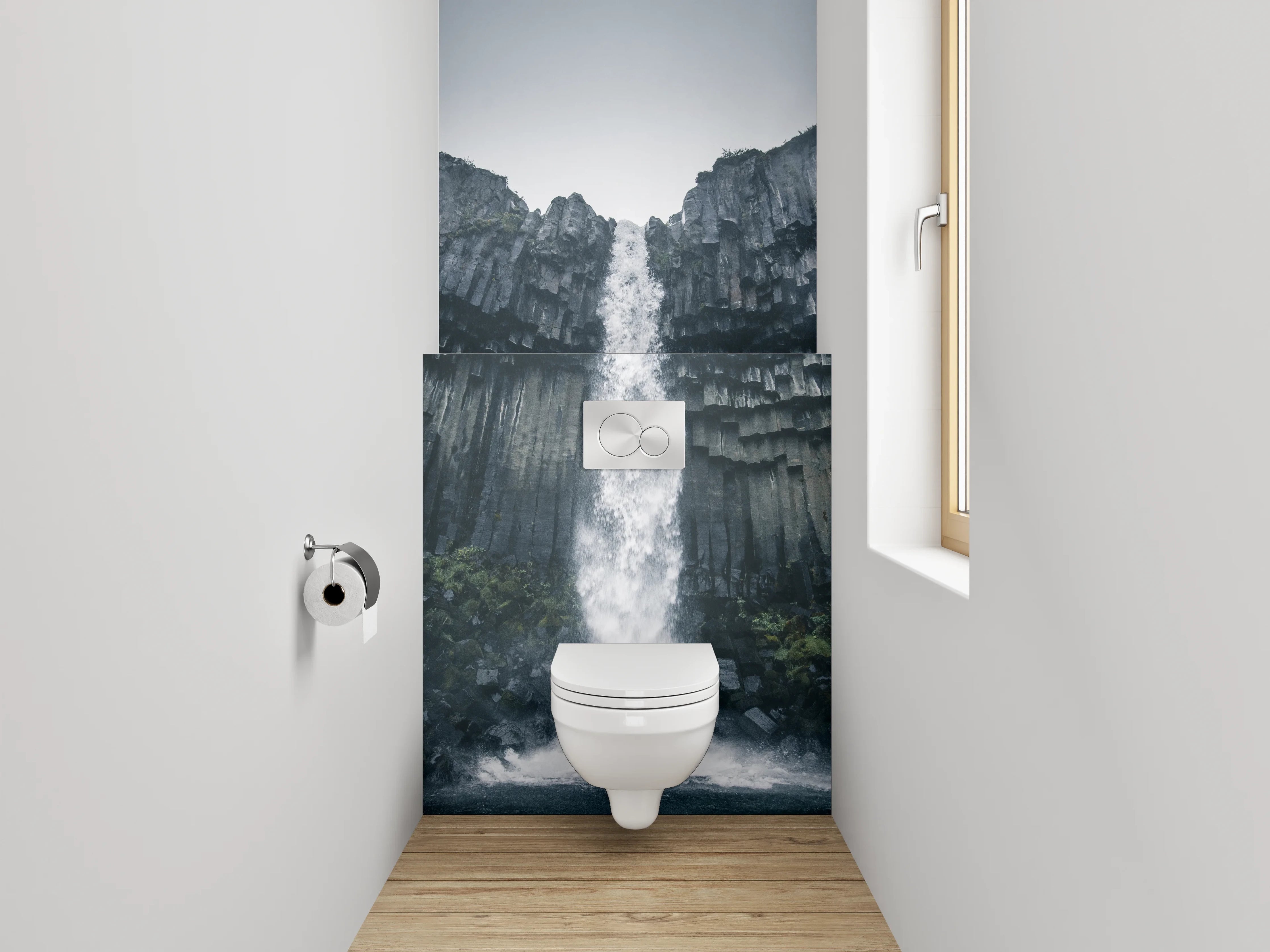 WC-Rückwand - Majestätischer Basalt-Wasserfall Natur