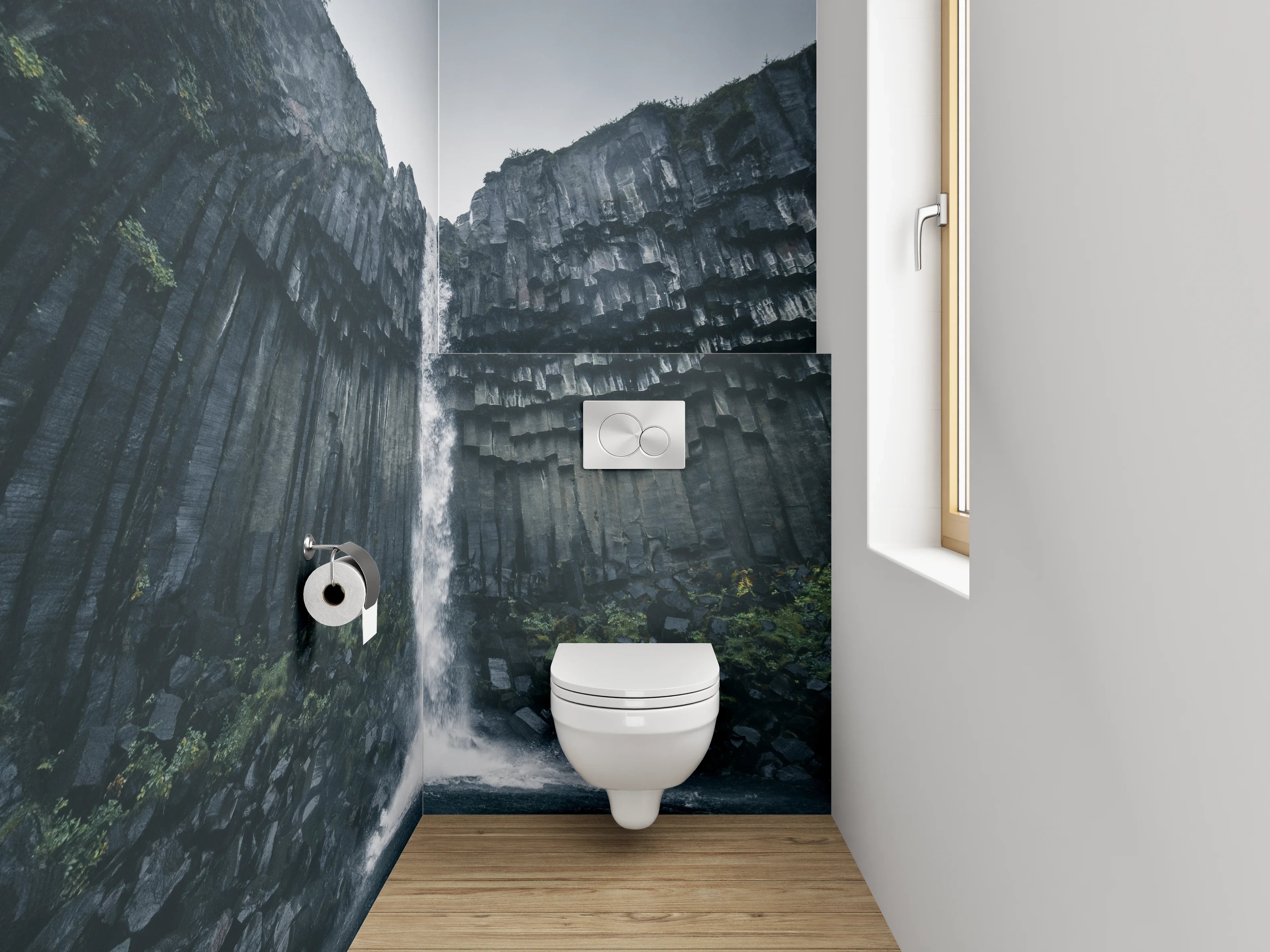 WC-Rückwand - Majestätischer Basalt-Wasserfall Natur